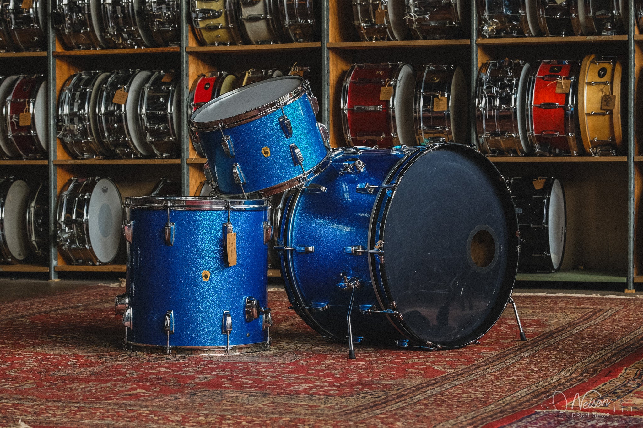 1960s Ludwig Pre-Serial Super Classic in Blue Sparkle - 14x22, 9x13, 16x16