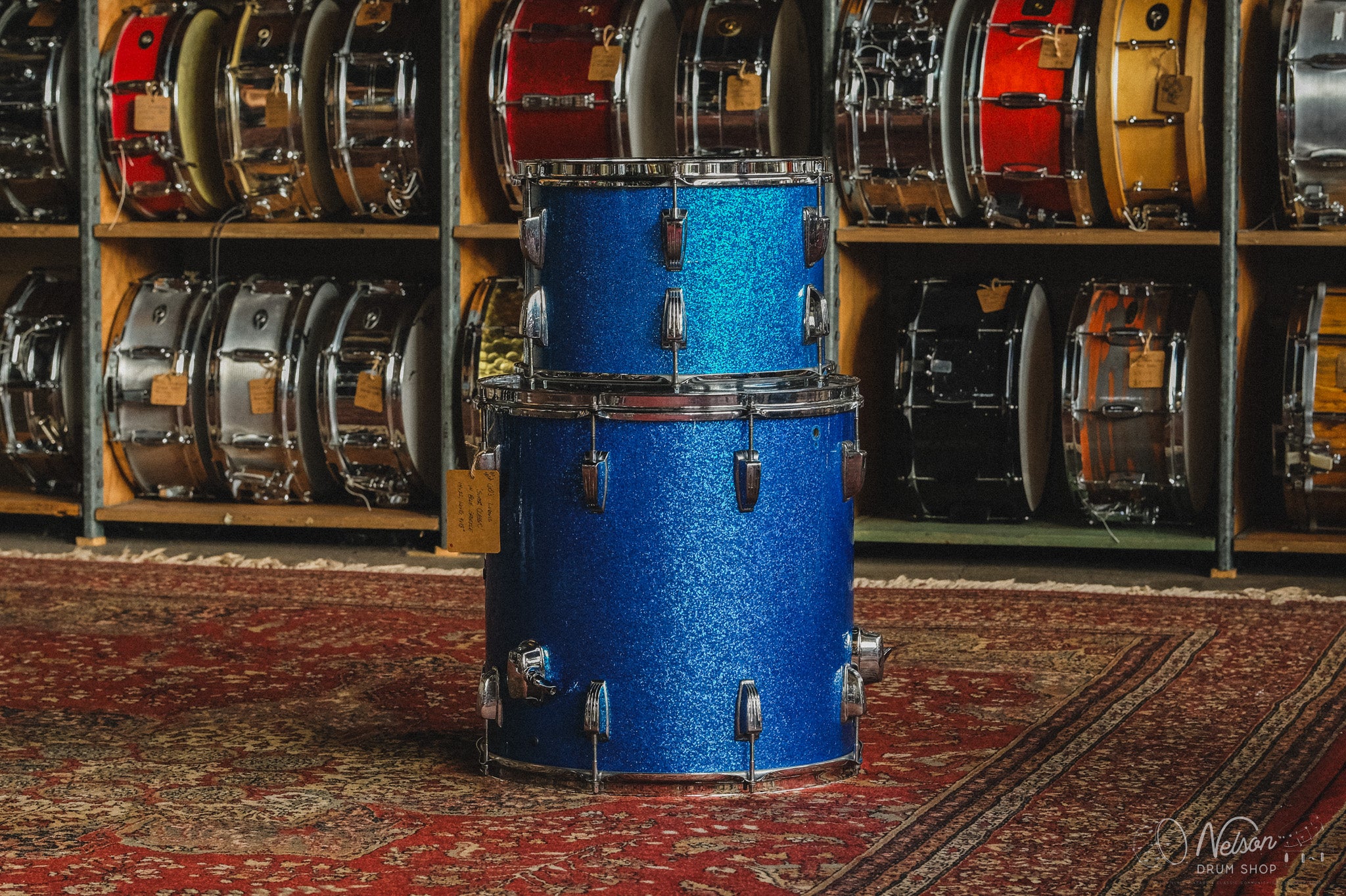 1960s Ludwig Pre-Serial Super Classic in Blue Sparkle - 14x22, 9x13, 16x16