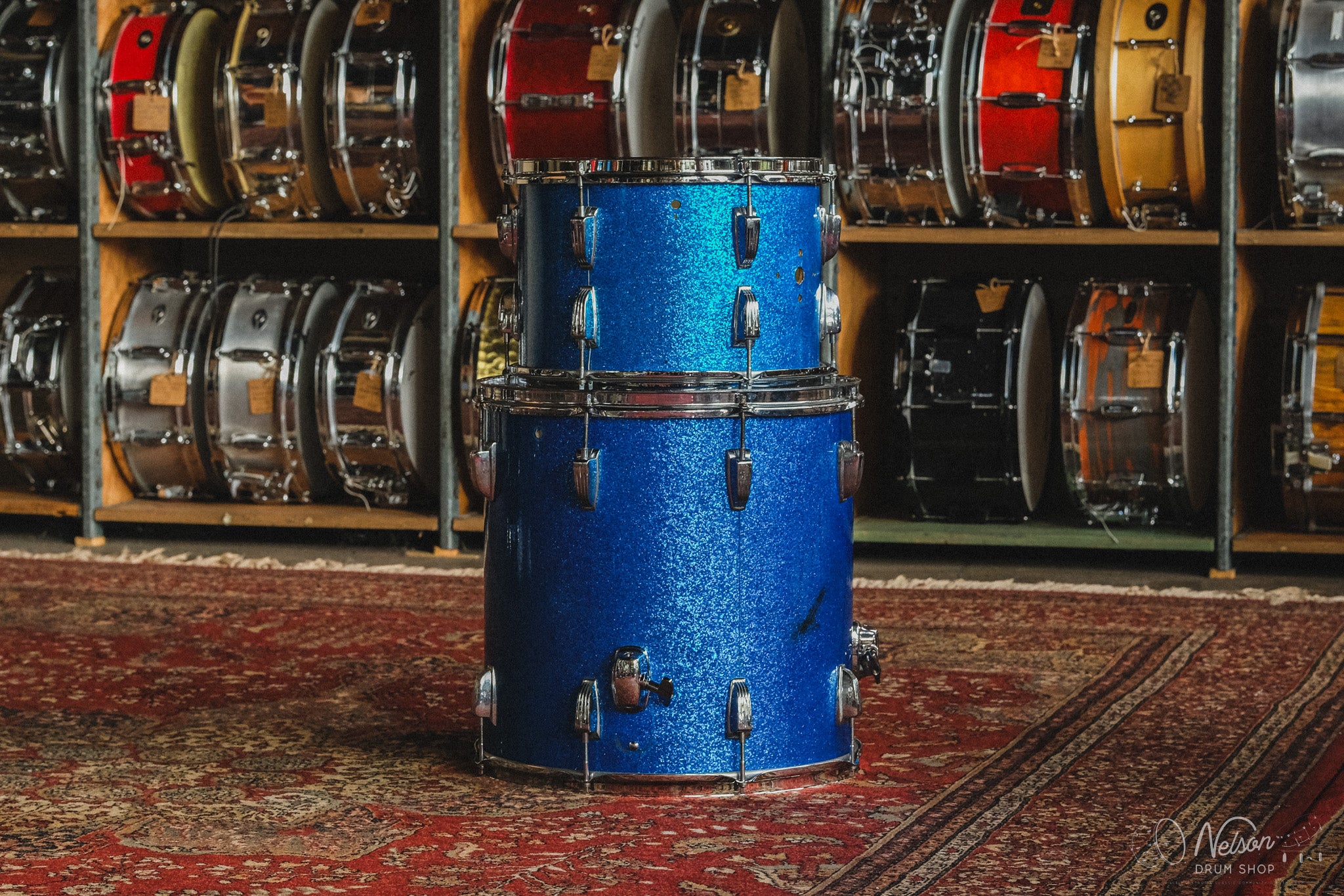 1960s Ludwig Pre-Serial Super Classic in Blue Sparkle - 14x22, 9x13, 16x16