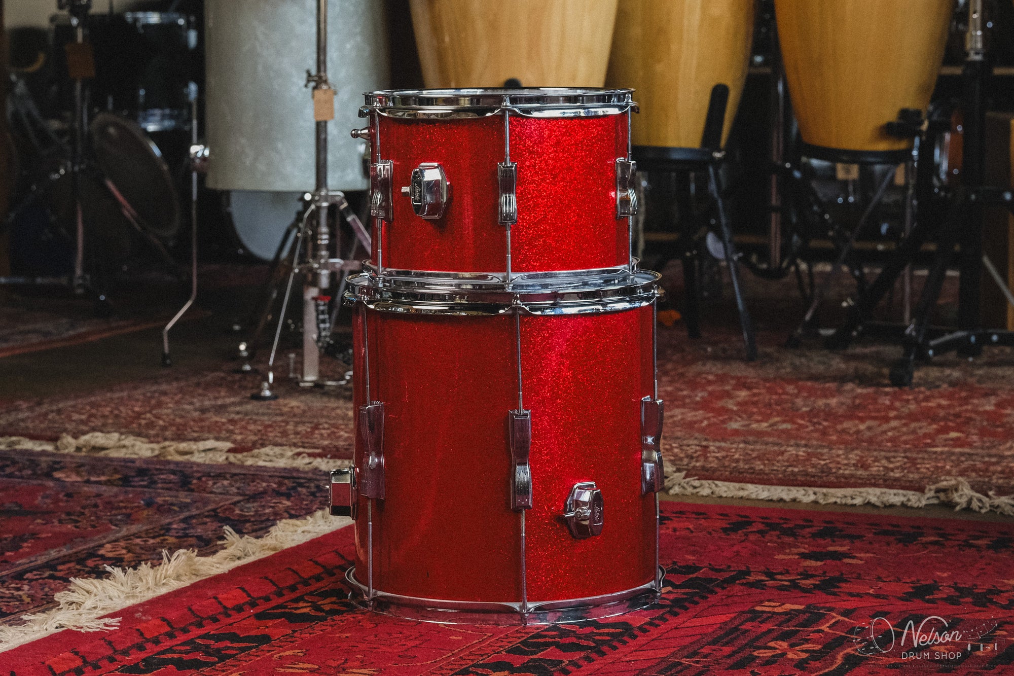 1960s Ludwig 'Clubdate' in Red Sparkle - 14x20, 8x12, 14x14