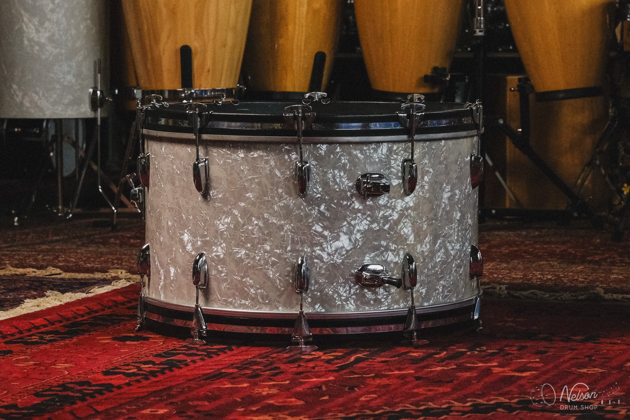 1970/60s Slingerland Re-wrap in White Marine Pearl - 14x26, 9x13, 16x18