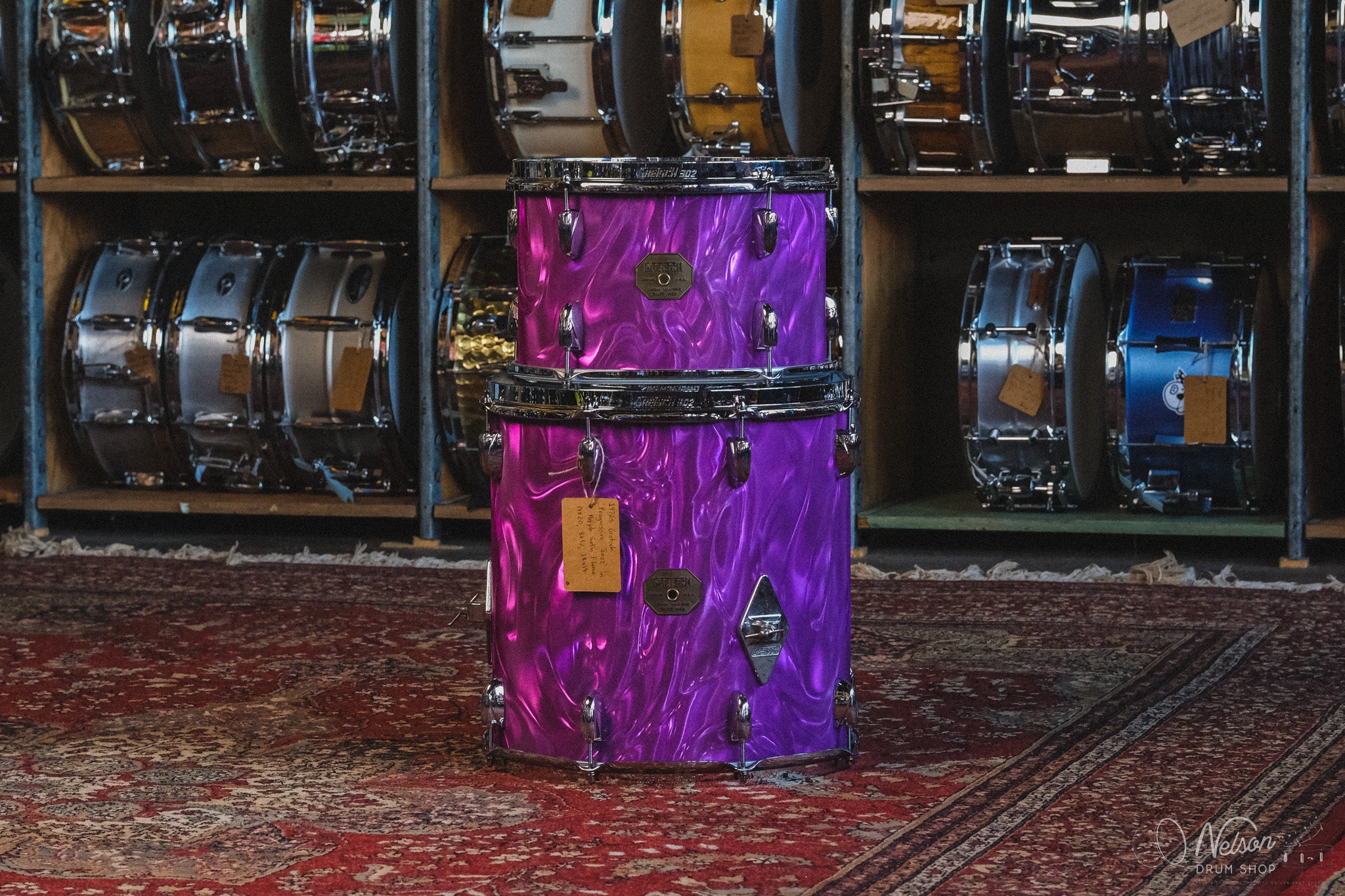 1970s Gretsch Progressive Jazz in Purple Satin Flame - 14x20, 8x12, 14x14