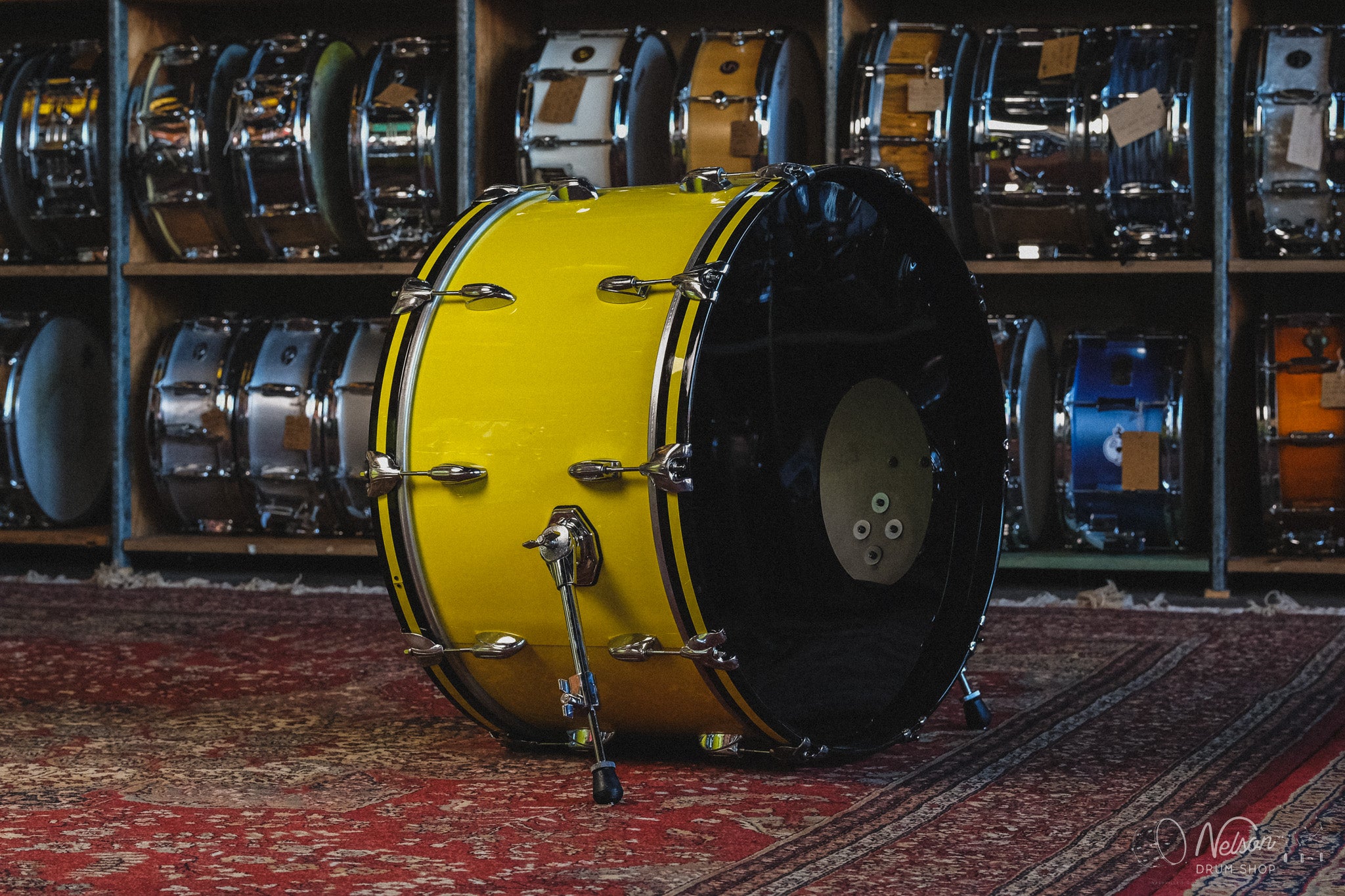 1970s Gretsch Rewrapped in Yellow Gloss - 14x24, 10x14, 16x16, 16x18