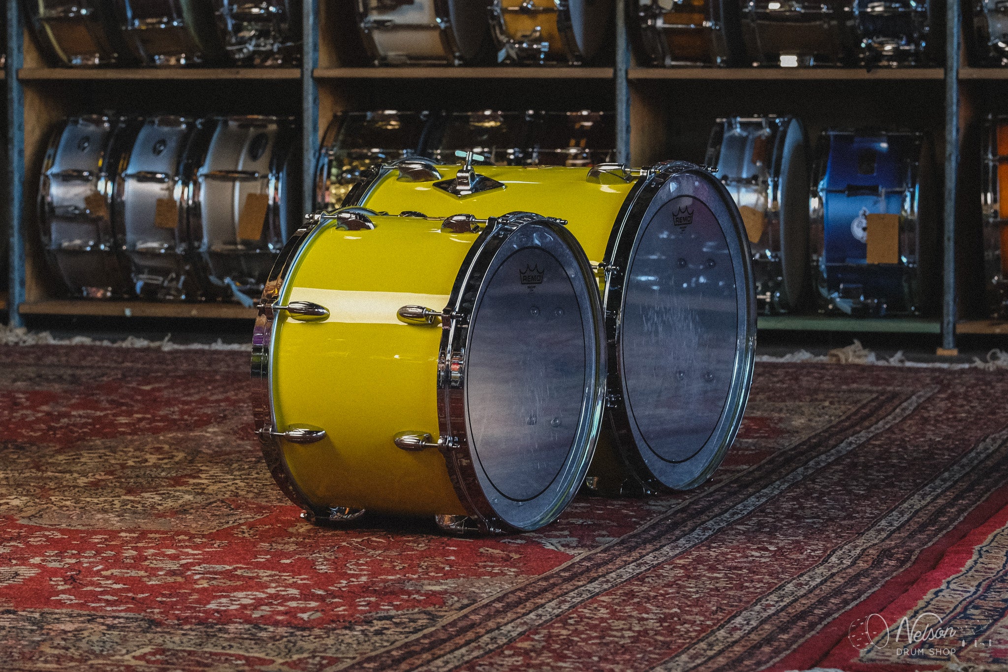 1970s Gretsch Rewrapped in Yellow Gloss - 14x24, 10x14, 16x16, 16x18