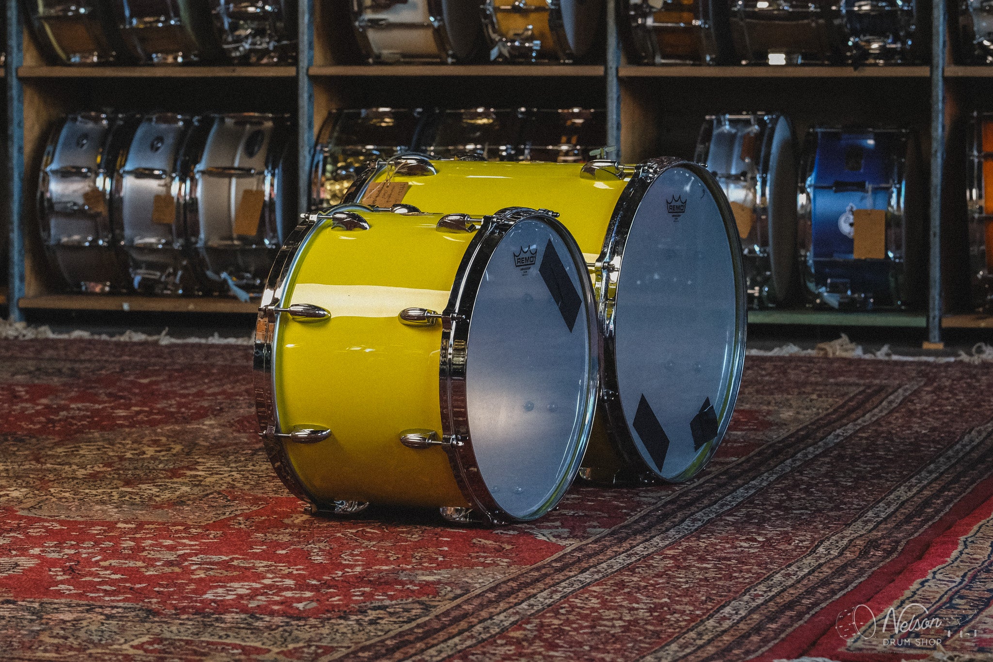 1970s Gretsch Rewrapped in Yellow Gloss - 14x24, 10x14, 16x16, 16x18