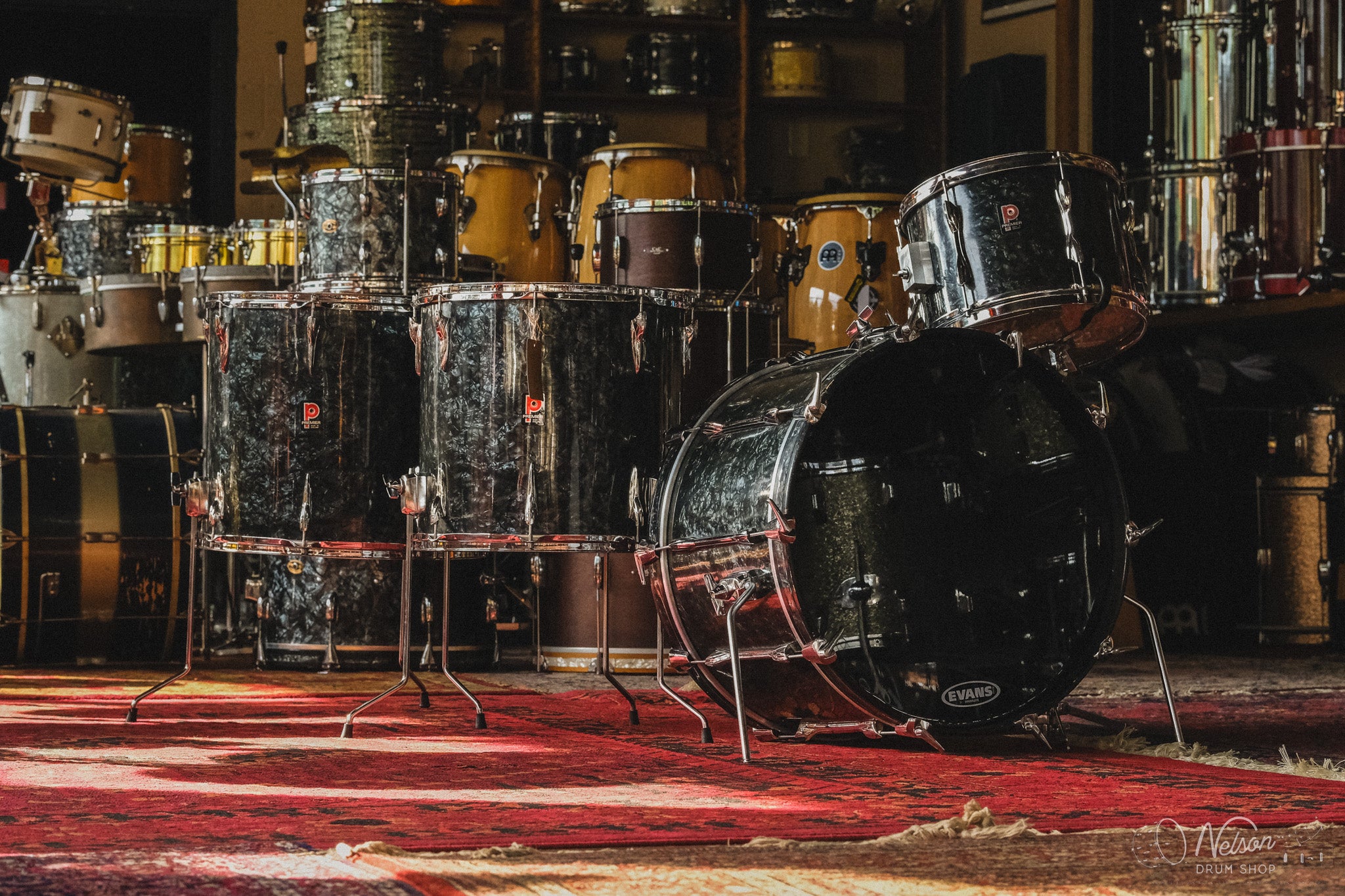 1970s Premier 'Resonator'/ in Black Diamond Pearl - 14x22, 9x13, 16x16, 16x18