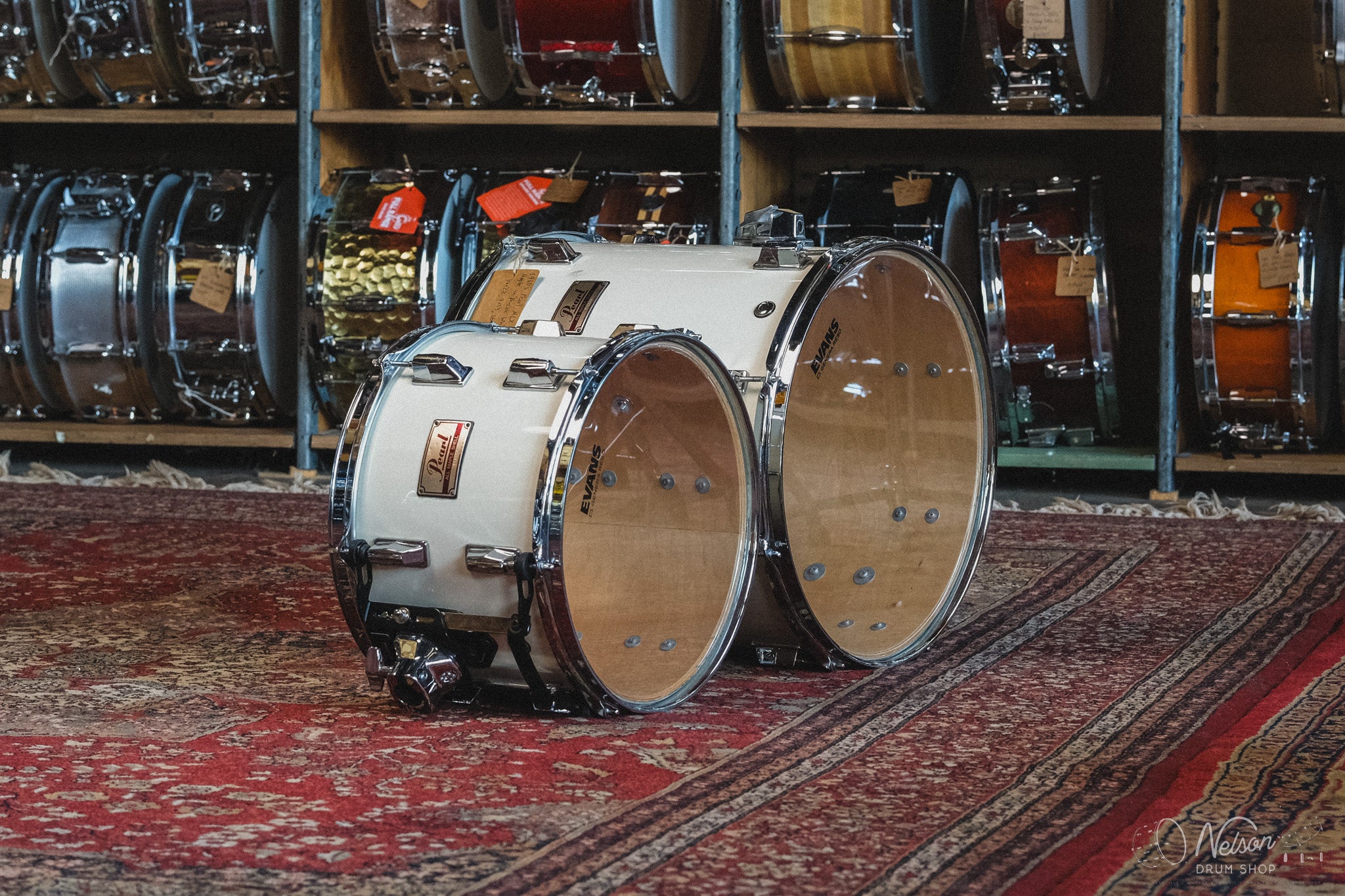 1980s Pearl MLX Maple in Arctic White - 16x22, 9x13, 16x16