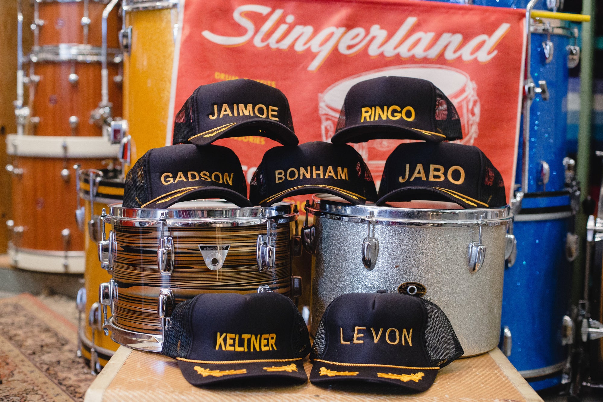 Black & Gold Drummer Trucker Hats