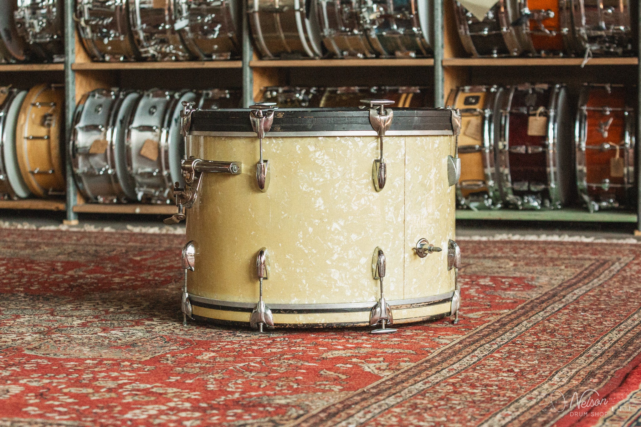 1950s Gretsch Broadkaster in White Marine Pearl - 14x22, 9x13, 16x16