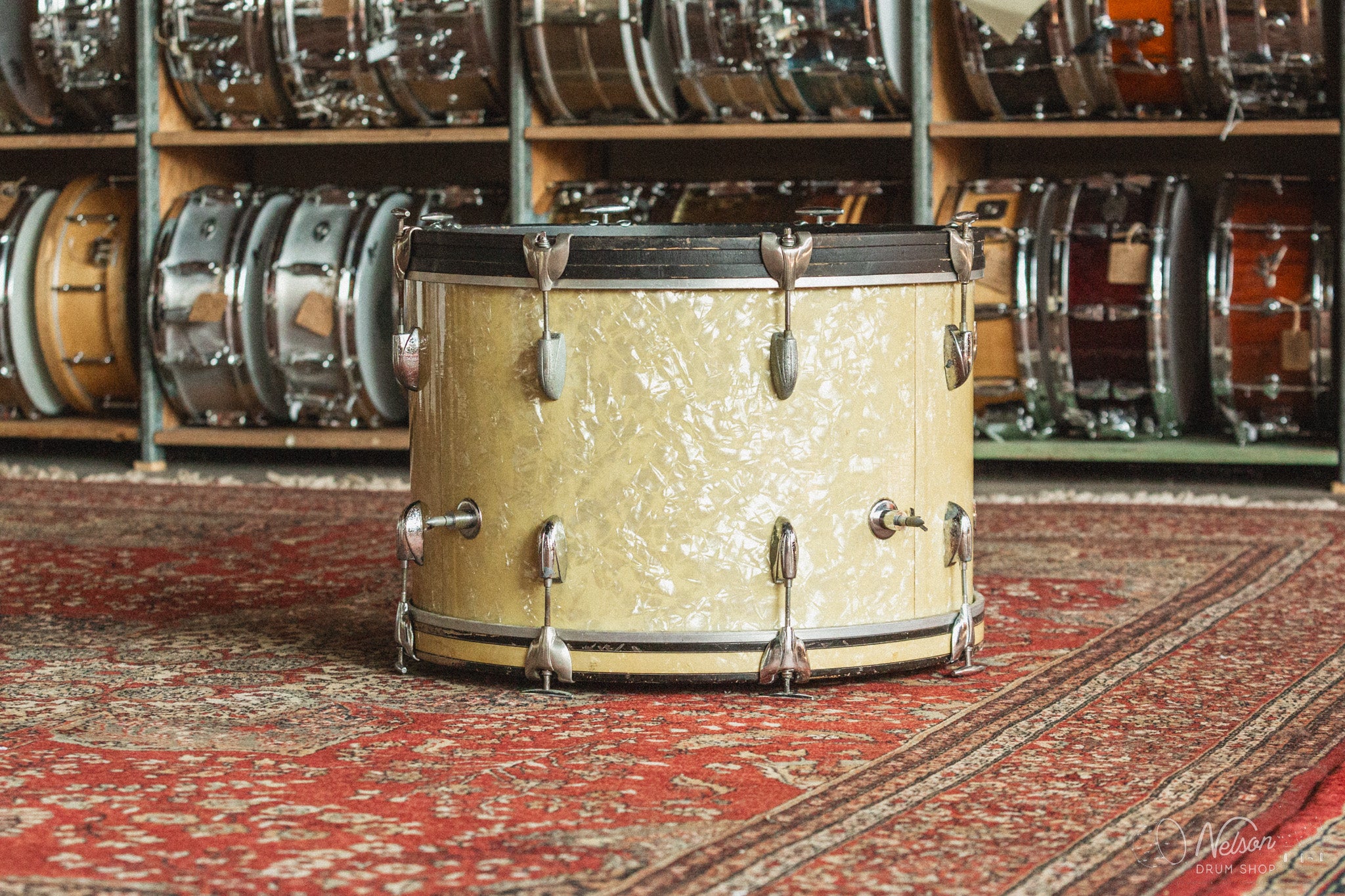 1950s Gretsch Broadkaster in White Marine Pearl - 14x22, 9x13, 16x16