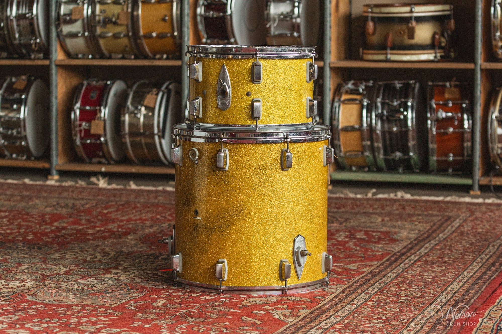 1960s Trixon "Luxus" in Yellow Sparkle - 16x20, 8x13, 16x16