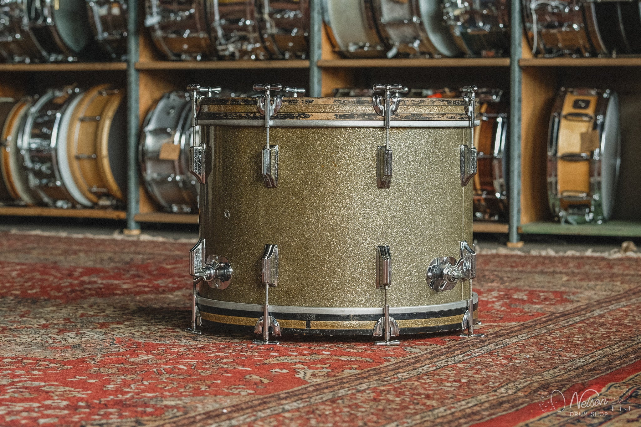 1960s Rogers Buddy Rich "Headliner" Holiday Cleveland Era in Gold Sparkle - 14x20, 8x12, 14x14