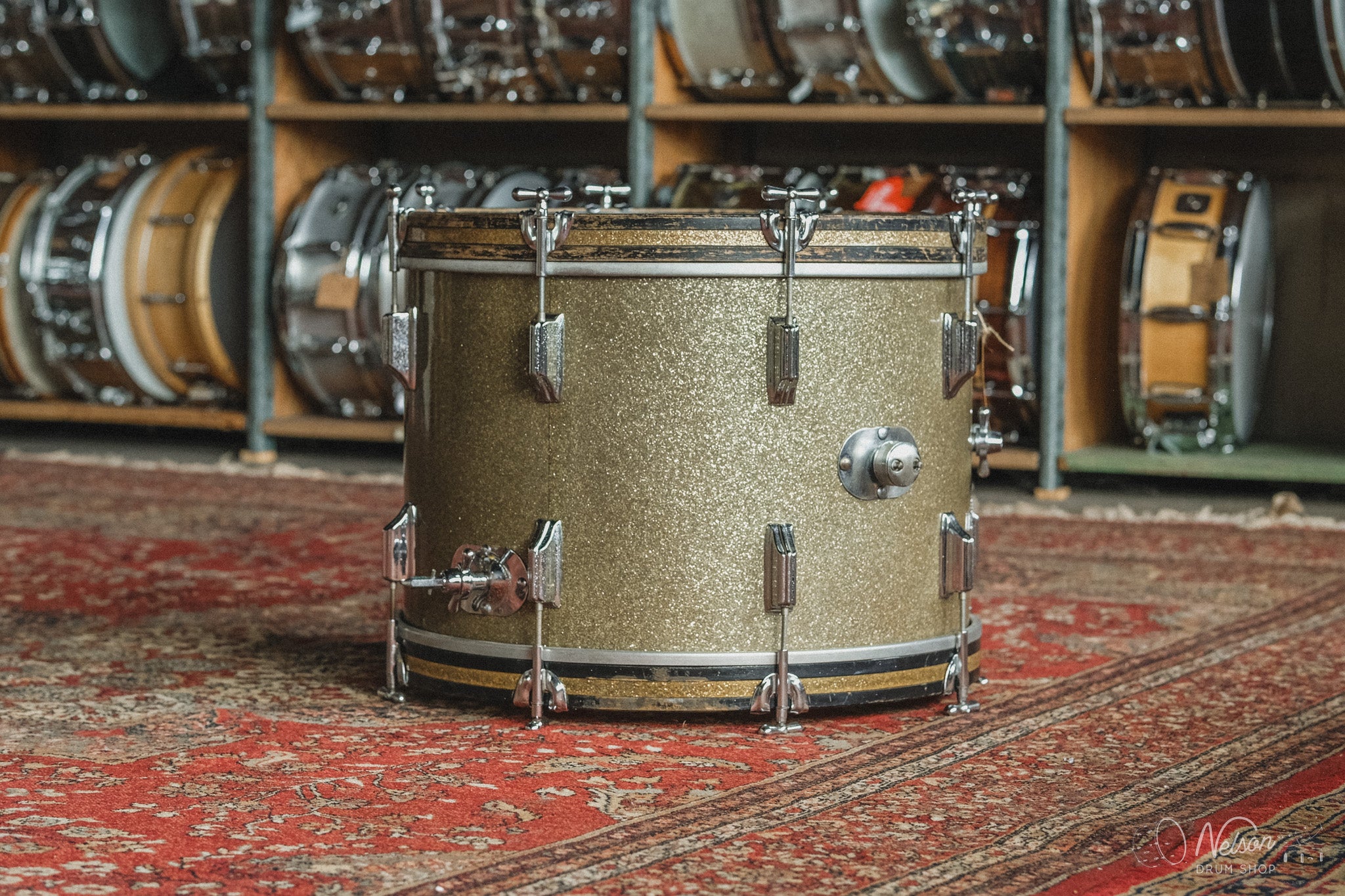 1960s Rogers Buddy Rich "Headliner" Holiday Cleveland Era in Gold Sparkle - 14x20, 8x12, 14x14