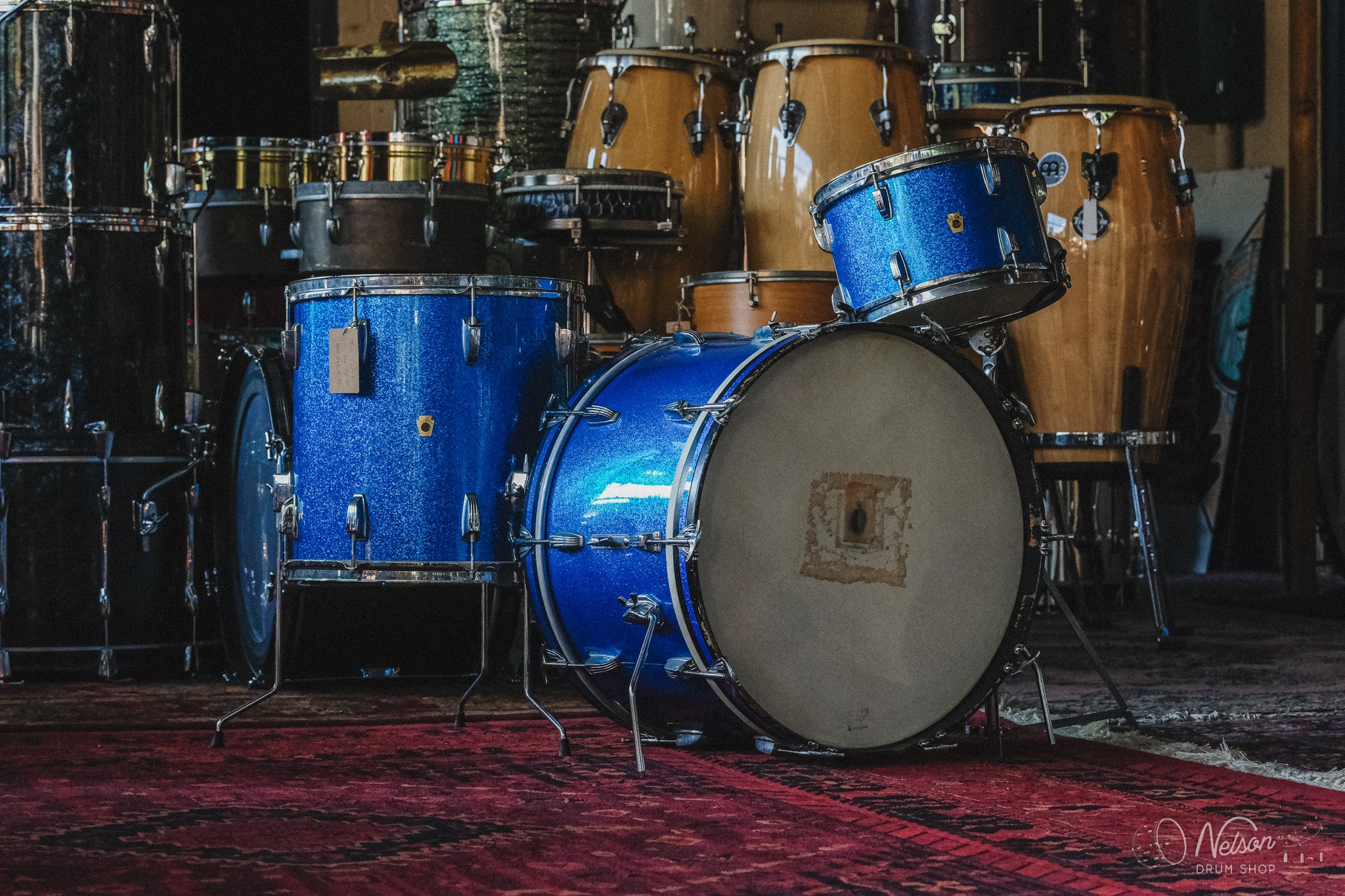 1960s Ludwig 'Hollywood' in Blue Sparkle - 14x22, 8x12, 16x16