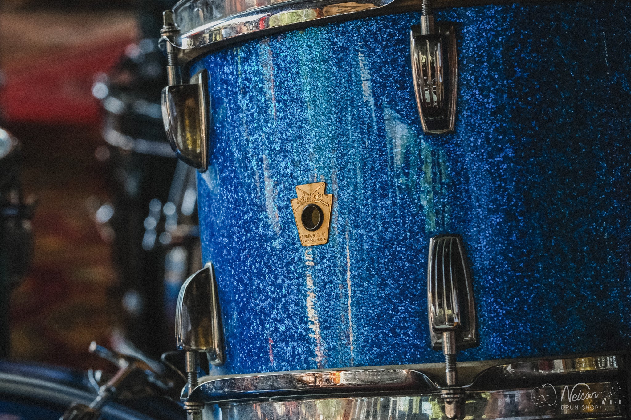 1960s Ludwig 'Hollywood' in Blue Sparkle - 14x22, 8x12, 16x16