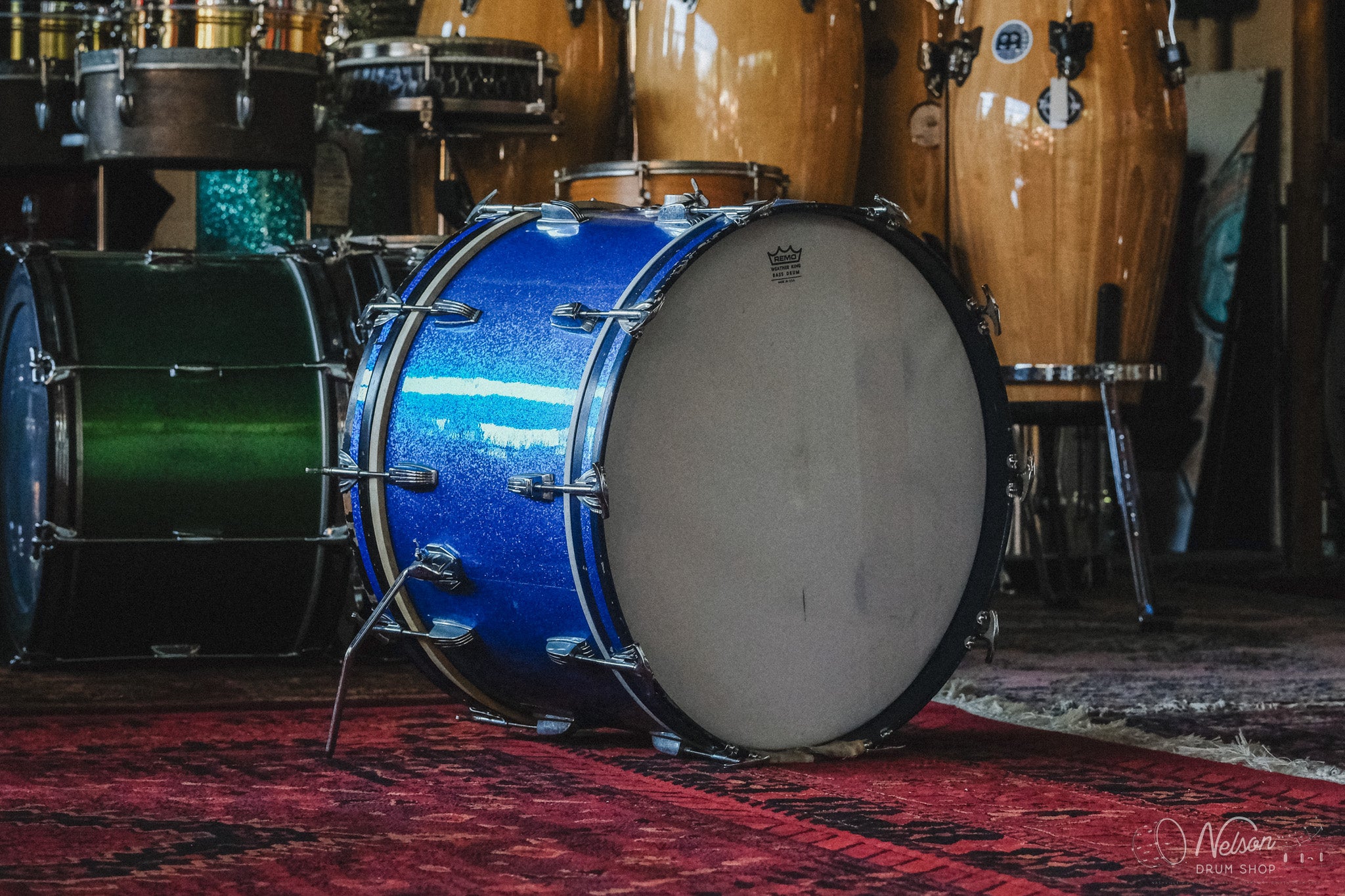 1960s Ludwig 'Hollywood' in Blue Sparkle - 14x22, 8x12, 16x16