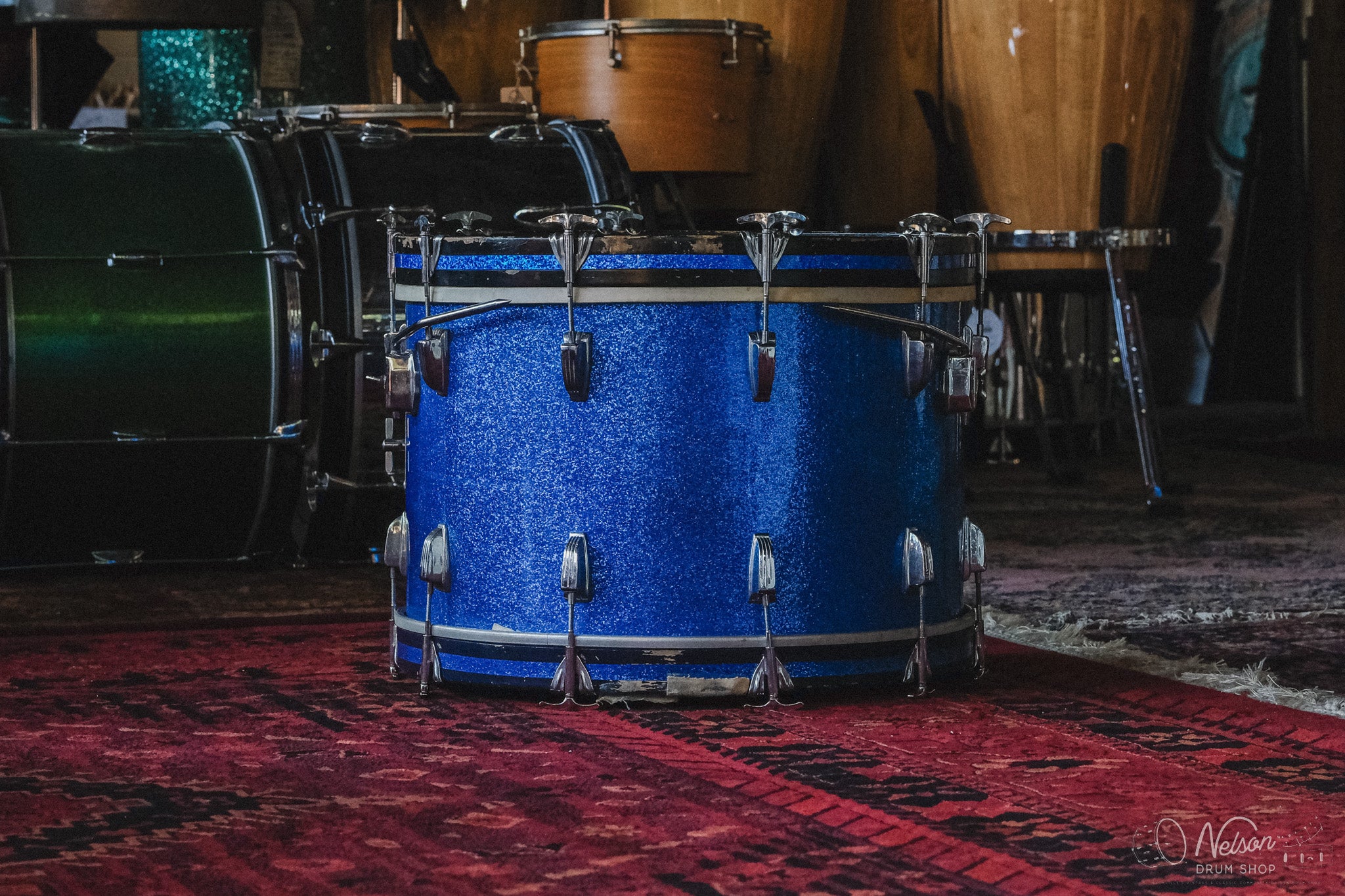 1960s Ludwig 'Hollywood' in Blue Sparkle - 14x22, 8x12, 16x16