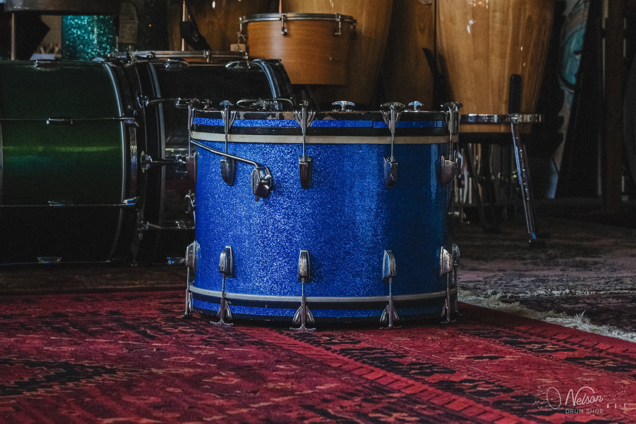 1960s Ludwig 'Hollywood' in Blue Sparkle - 14x22, 8x12, 16x16