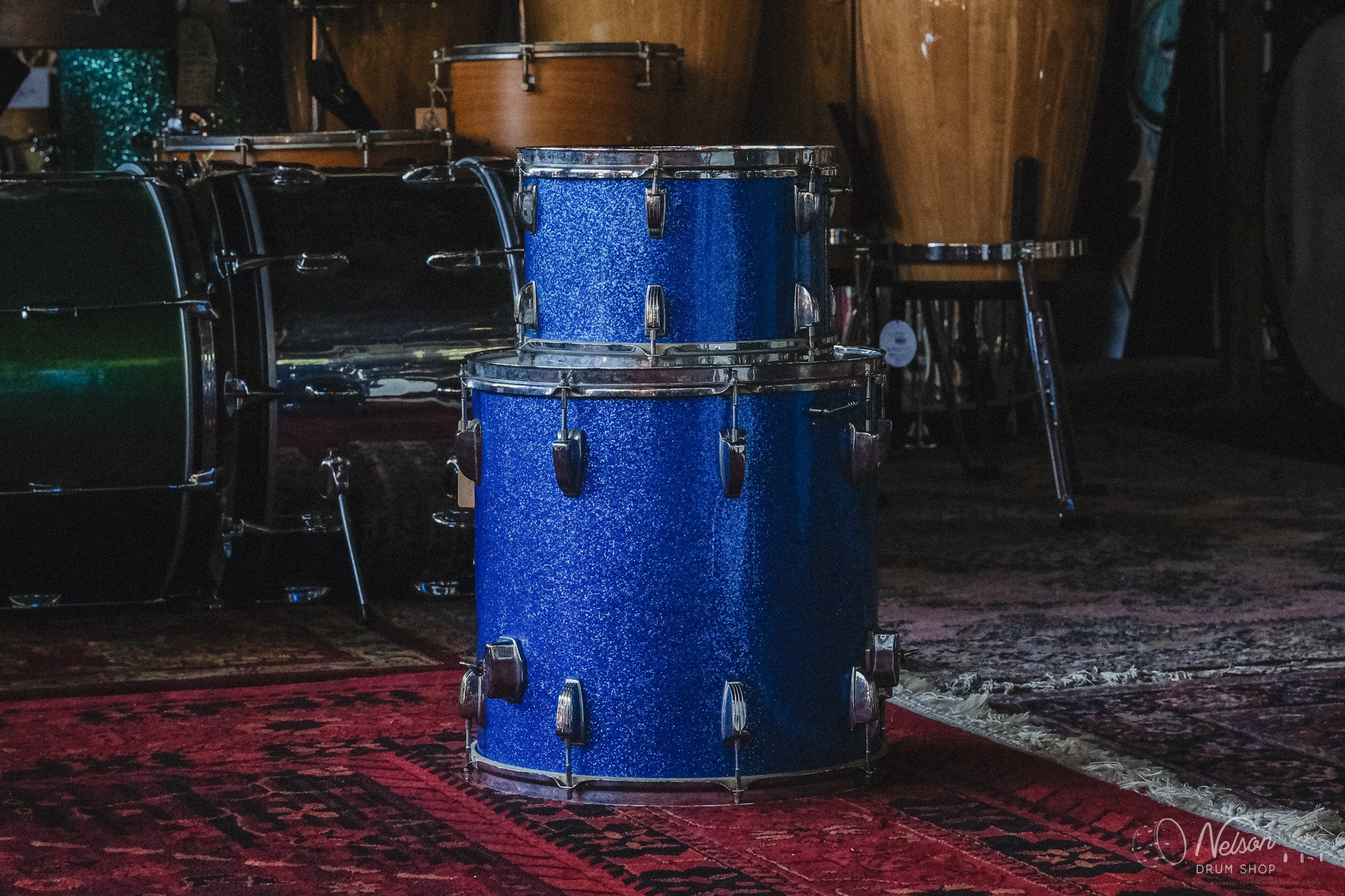 1960s Ludwig 'Hollywood' in Blue Sparkle - 14x22, 8x12, 16x16