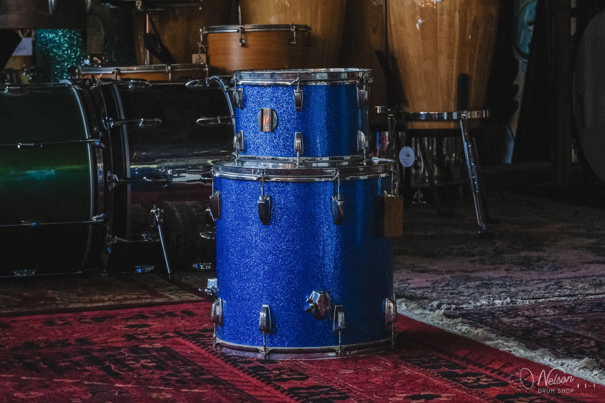 1960s Ludwig 'Hollywood' in Blue Sparkle - 14x22, 8x12, 16x16