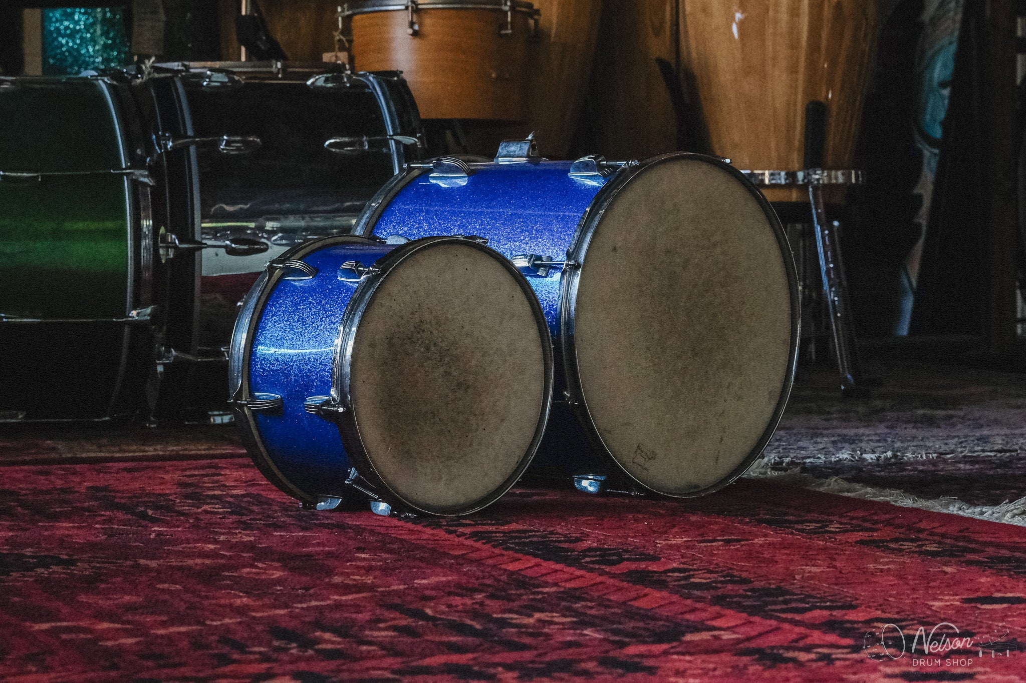 1960s Ludwig 'Hollywood' in Blue Sparkle - 14x22, 8x12, 16x16