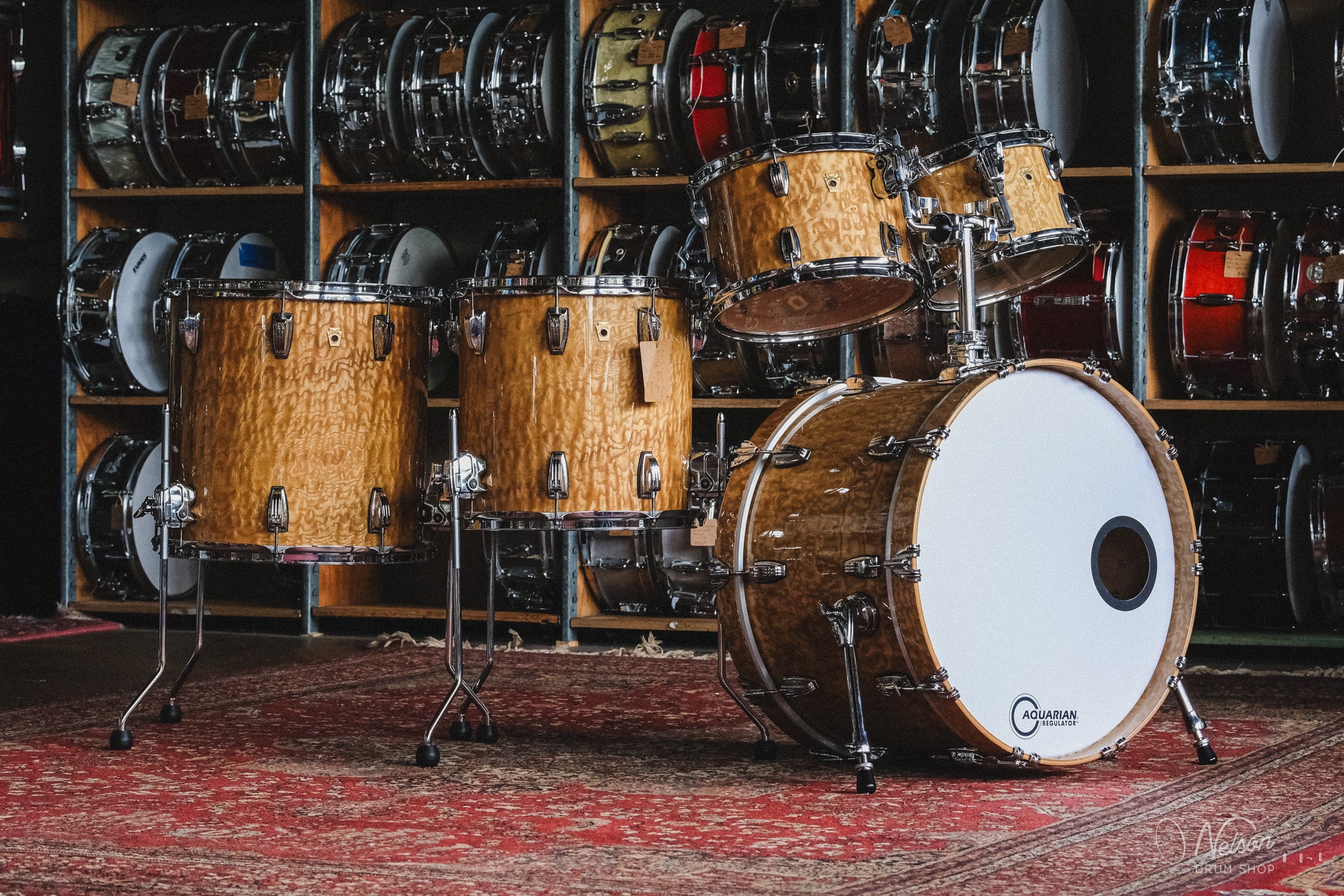 Used Ludwig Legacy Maple Custom Outfit in Exotic Birdseye Maple Finish - 14x22, 7x10, 8x12, 14x14, 16x16