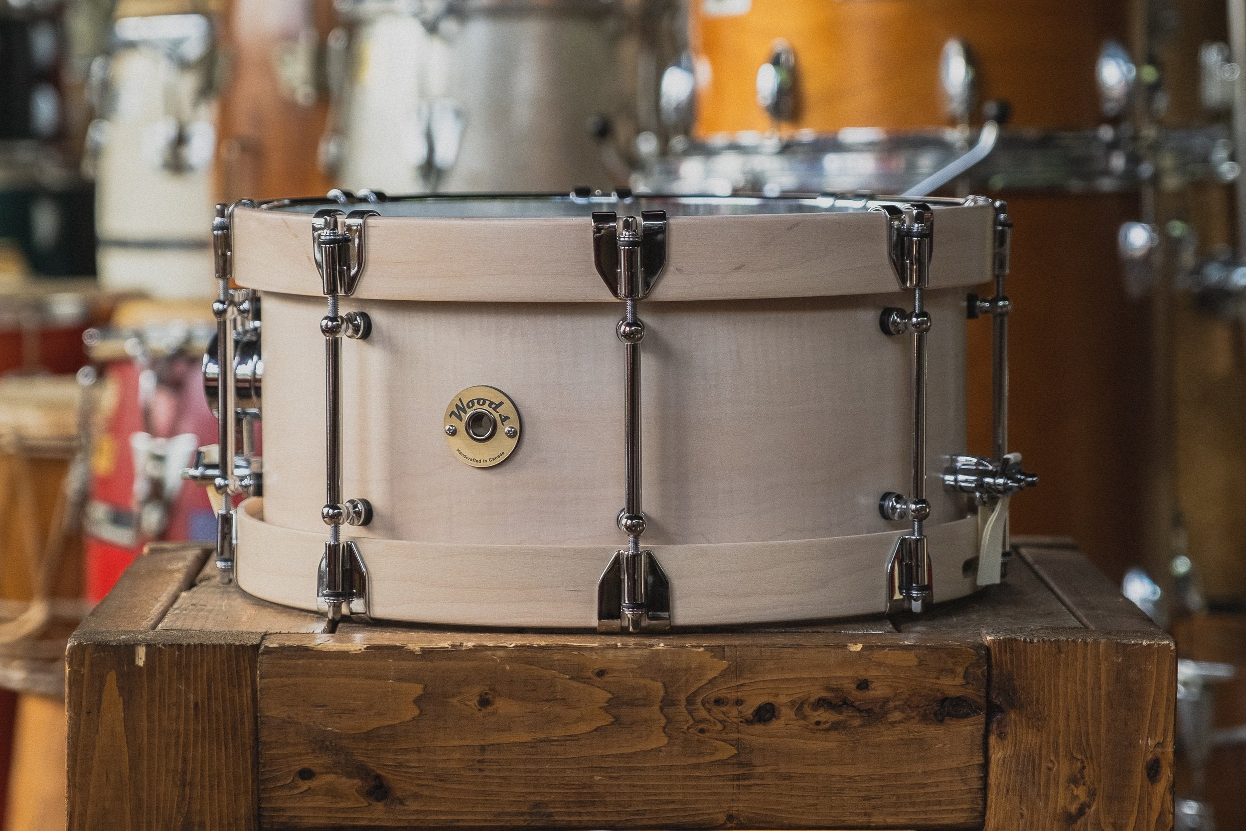 Woods Custom Drums Maple/Mahogany in Whitewash - 6.5x14