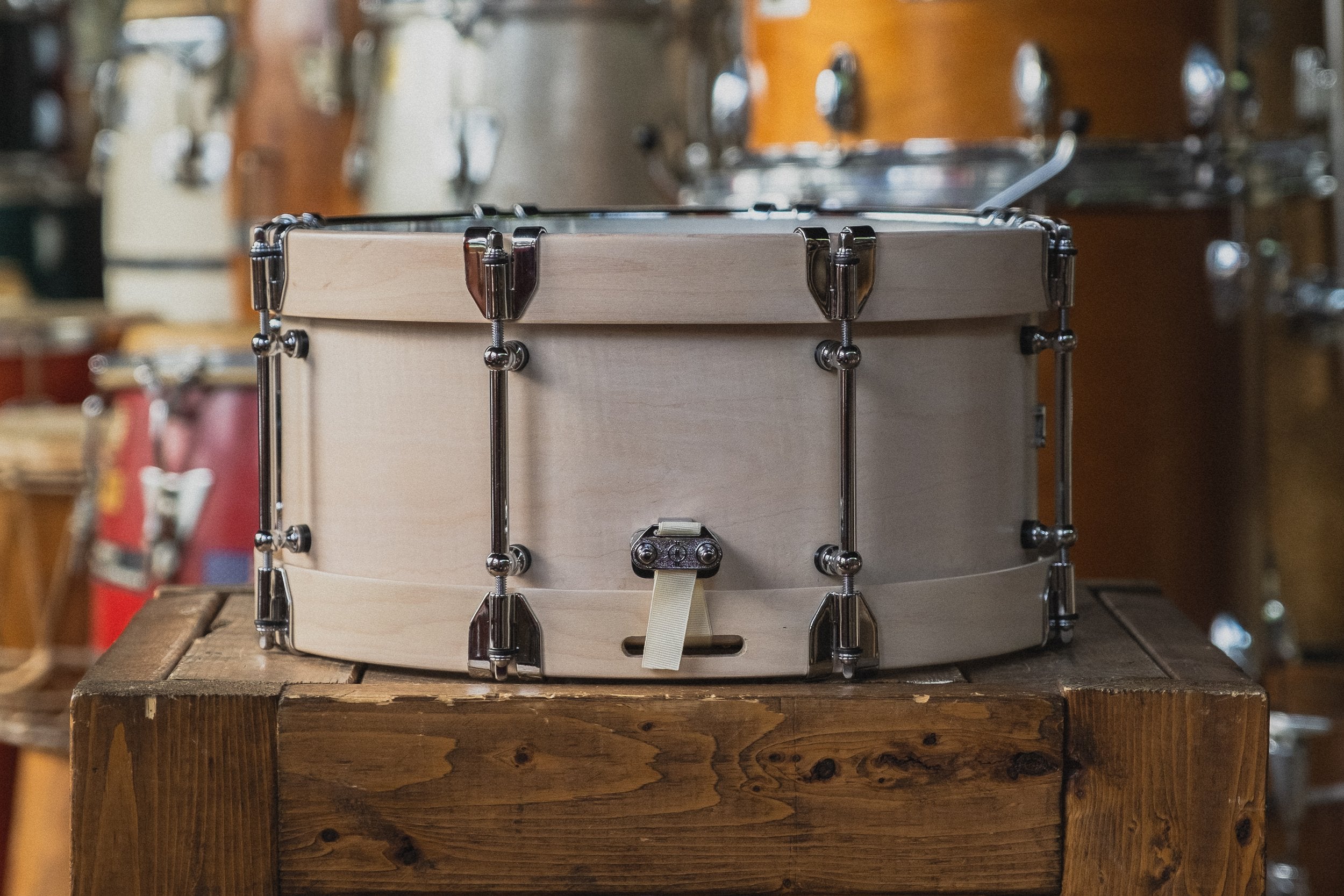 Woods Custom Drums Maple/Mahogany in Whitewash - 6.5x14