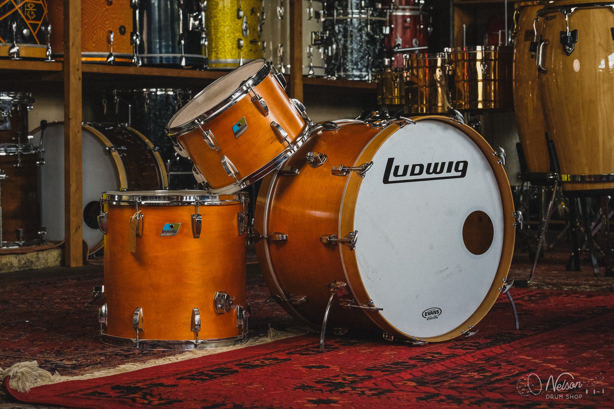 1970s Ludwig Pro Beat in Maple Thermogloss - 14x24, 9x13, 16x16