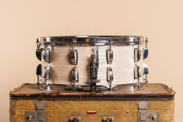 1960s Slingerland Ludwig Mongrel in White Strata - 6.5x14