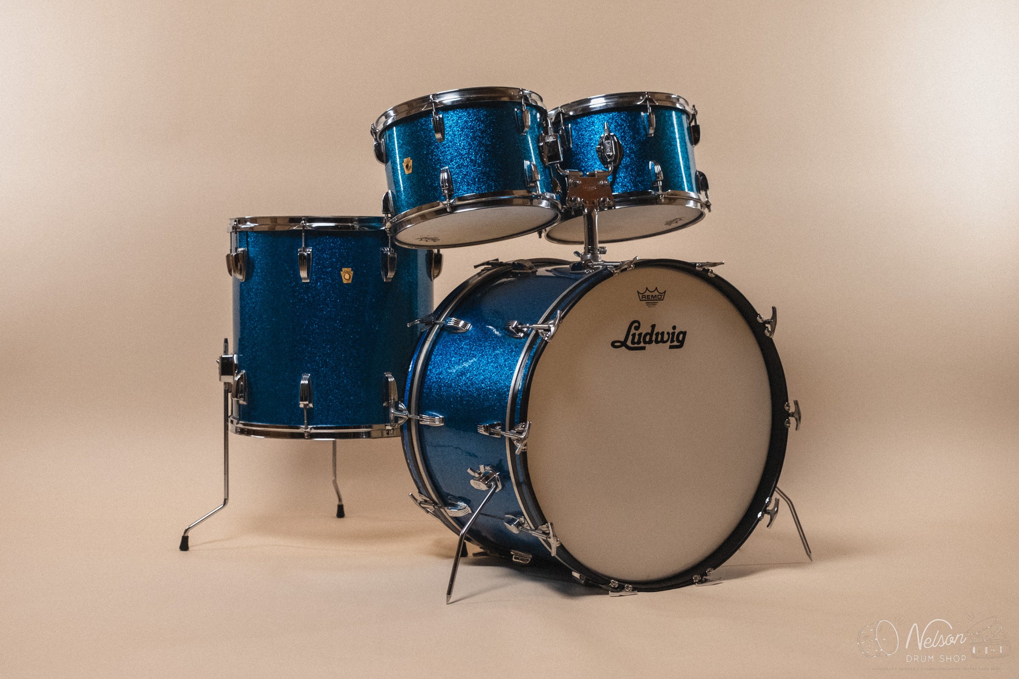 1960s Ludwig ‘Hollywood’ in Blue Sparkle - 14x22, 16x16, 8x12, 8x12