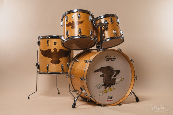 1984 Ludwig 75th Anniversary Maple w/ Walnut Eagle Inlay - 14x22, 11x12, 12x13, 16x16