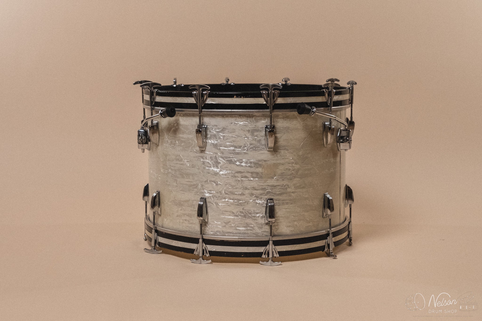 1964 Ludwig 'Super Classic' in White Marine Pearl - 14x22, 16x16, 9x13