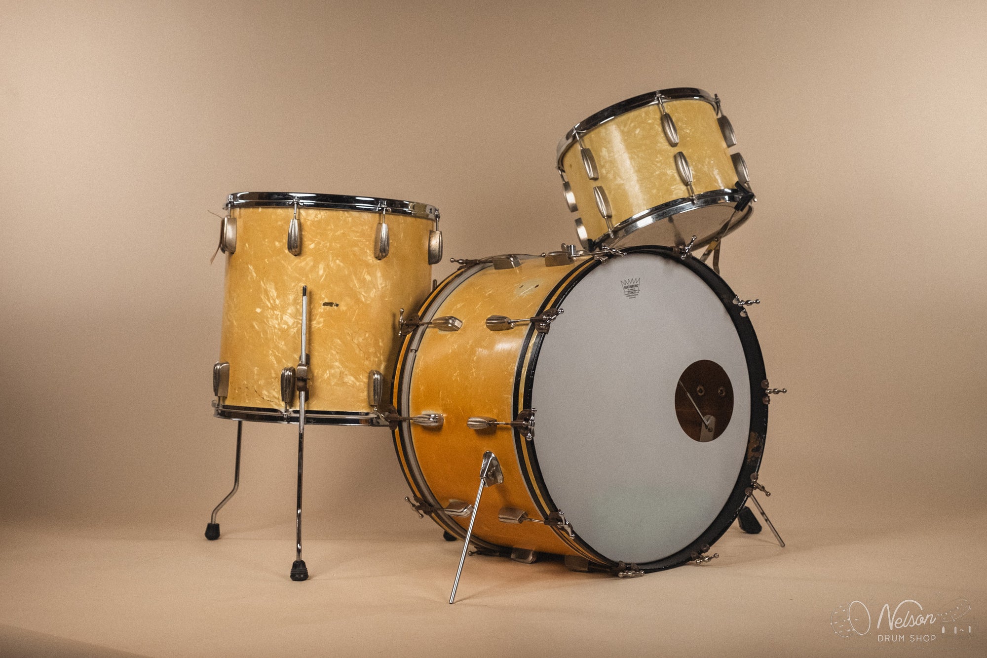 1950s Slingerland RadioKing in White Marine Pearl - 14x22, 9x13, 16x16