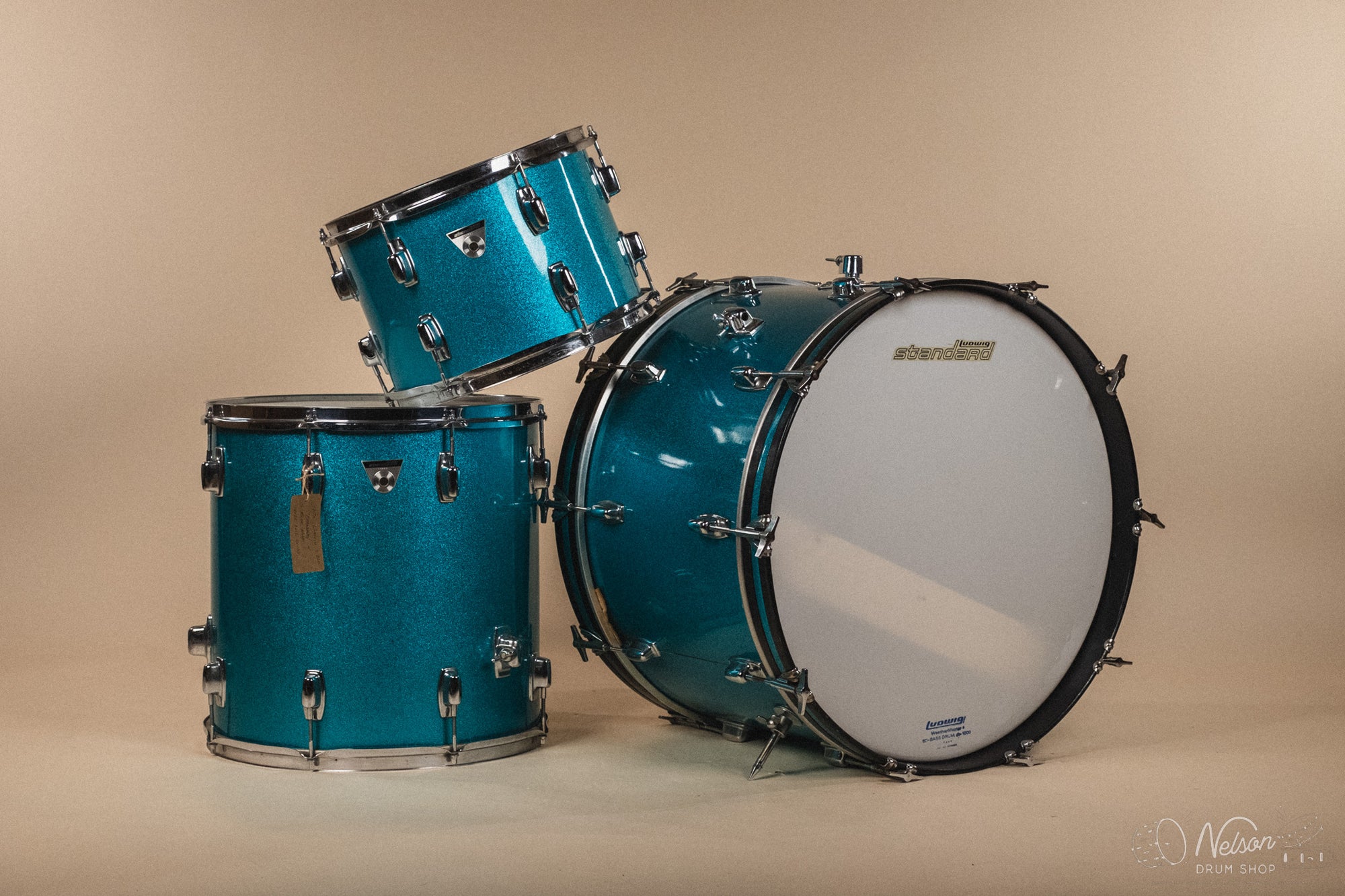 1970s Ludwig 'Standard S-320' in Blue Mist - 14x22, 16x16, 9x13