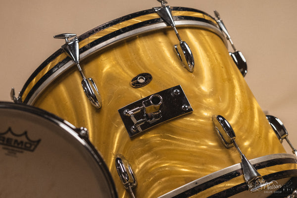 1960s Slingerland 'Modern Solo' in Gold Satin Flame - 14x20, 16x16, 8x12