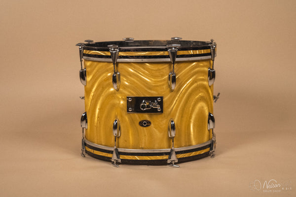 1960s Slingerland 'Modern Solo' in Gold Satin Flame - 14x20, 16x16, 8x12