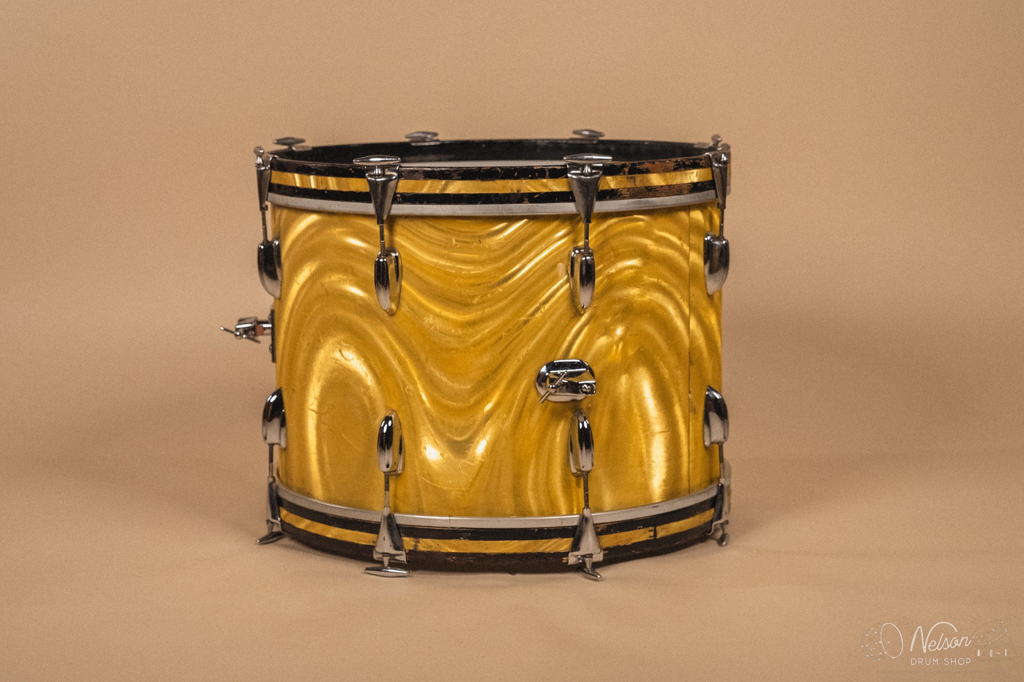 1960s Slingerland 'Modern Solo' in Gold Satin Flame - 14x20, 16x16, 8x12