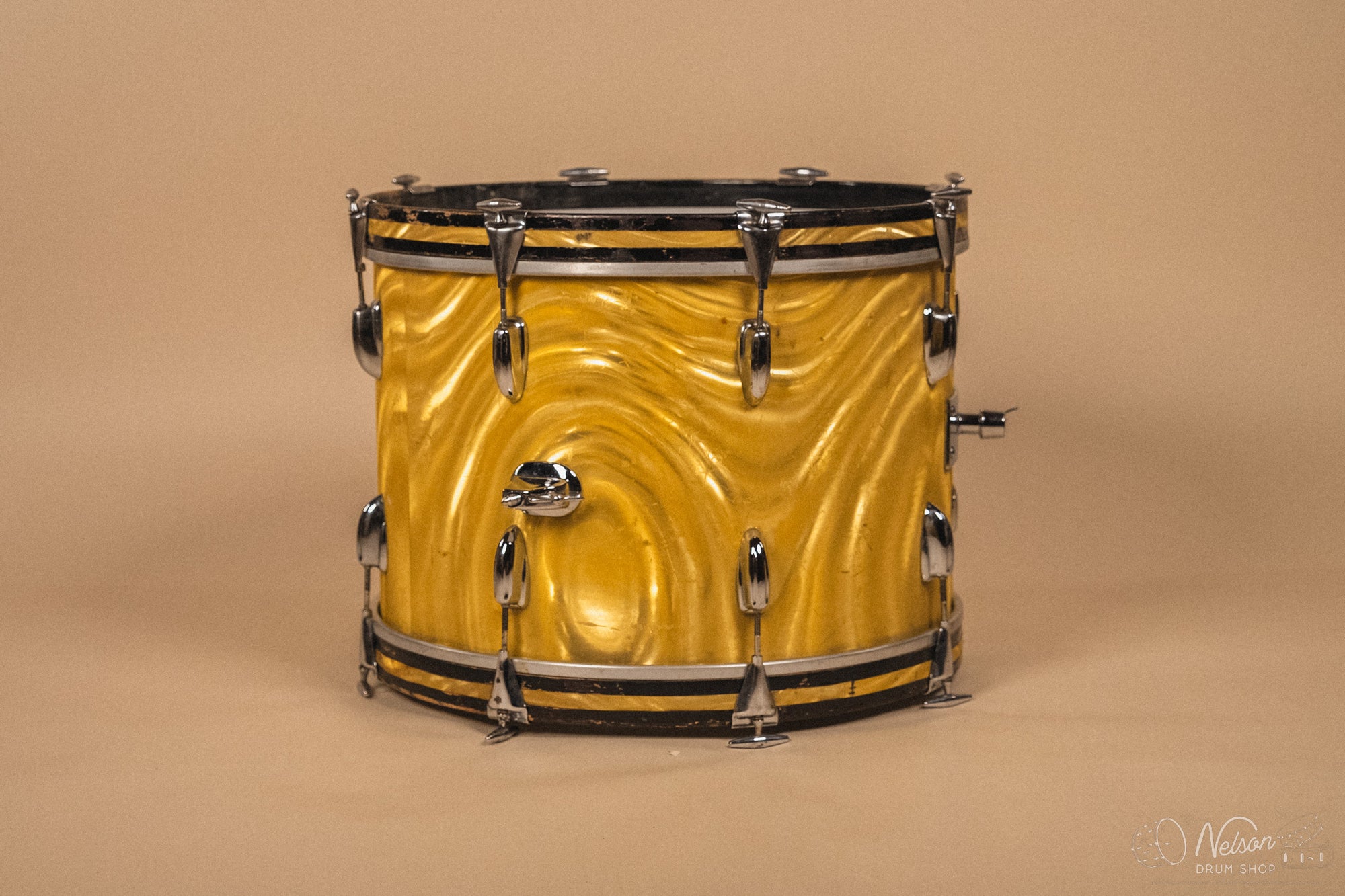 1960s Slingerland 'Modern Solo' in Gold Satin Flame - 14x20, 16x16, 8x12