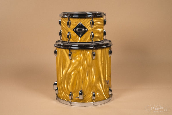 1960s Slingerland 'Modern Solo' in Gold Satin Flame - 14x20, 16x16, 8x12