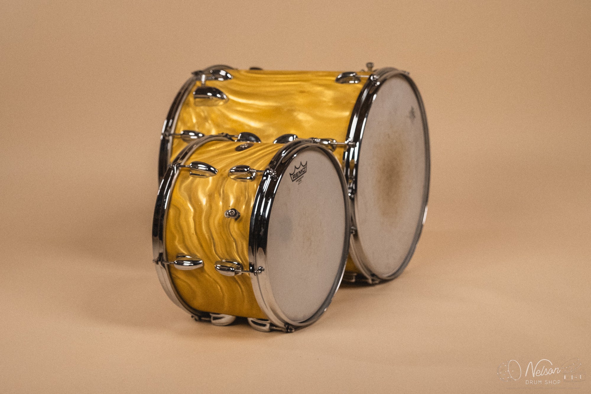 1960s Slingerland 'Modern Solo' in Gold Satin Flame - 14x20, 16x16, 8x12