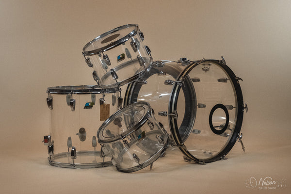 1970s Ludwig 'Hollywood' in Clear Vistalite - 14x22, 8x12, 9x13, 16x16