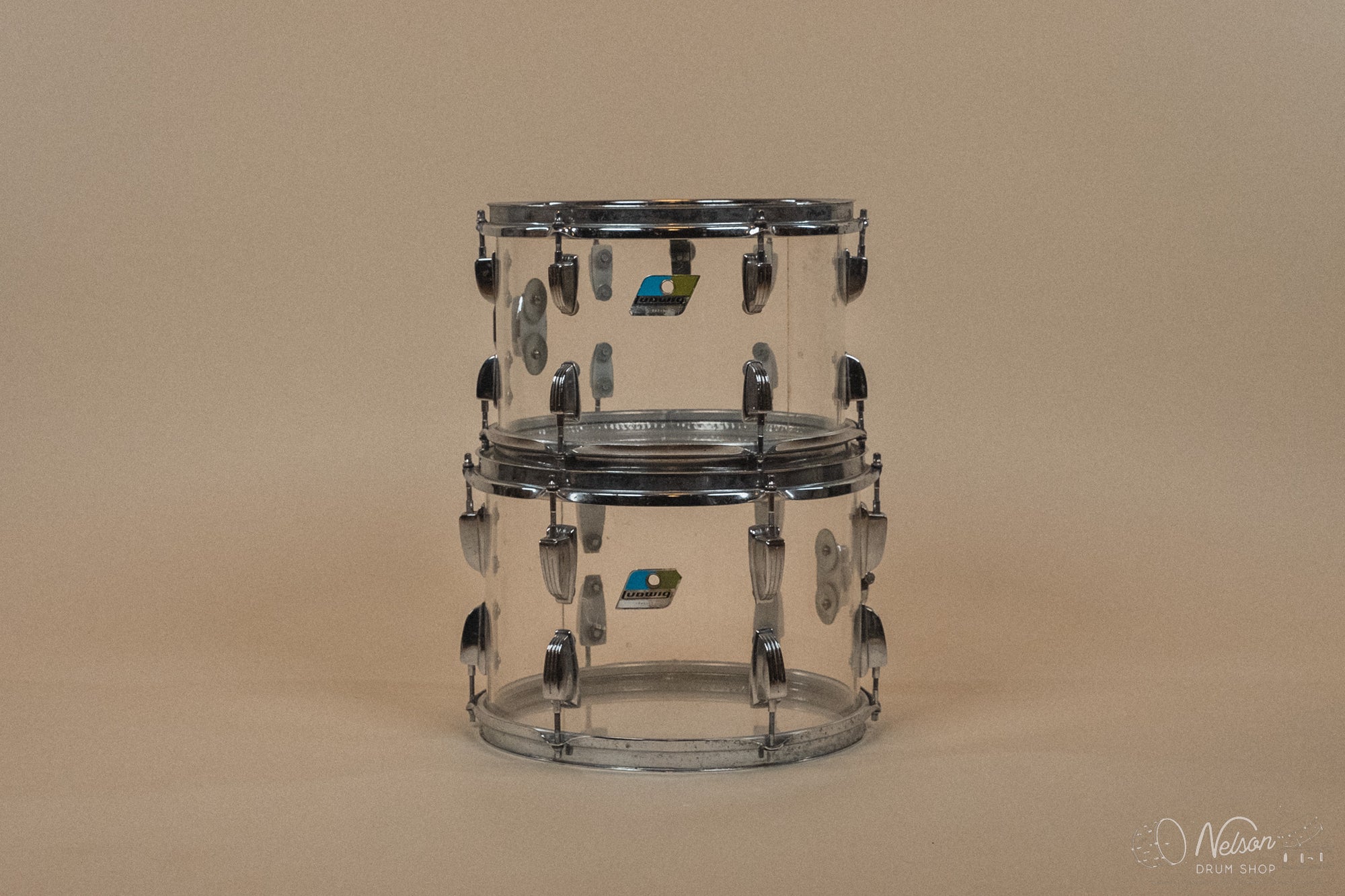 1970s Ludwig 'Hollywood' in Clear Vistalite - 14x22, 8x12, 9x13, 16x16