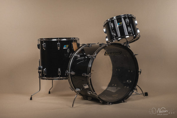 1970s Ludwig 'Super Classic' in Black Vistalite - 14x22, 9x13, 16x16