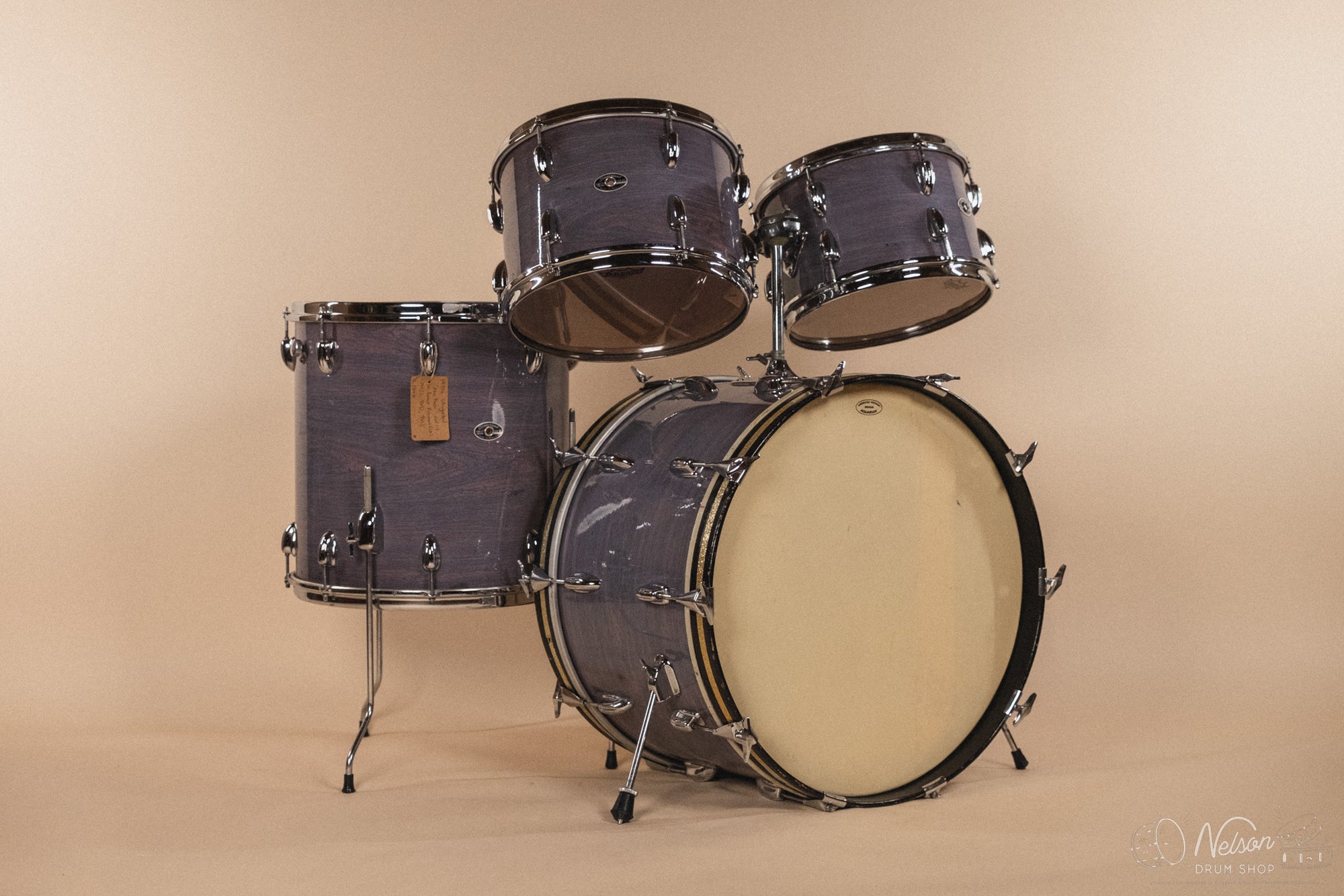 1970s Slingerland 'New Rock' in faded Rosewood Pearl - 14x22, 8x12, 9x13, 16x16