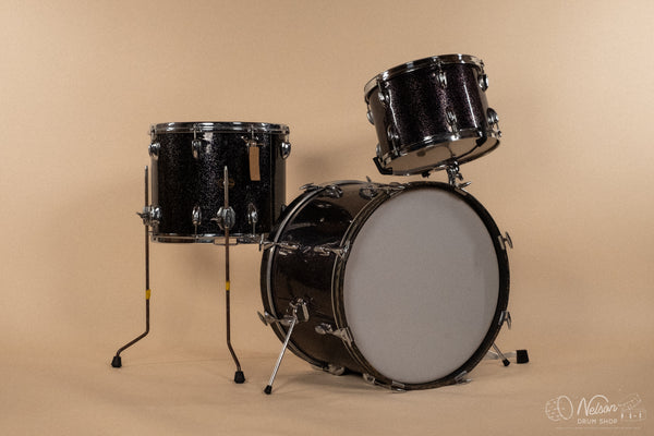 1963/1966 Slingerland in Black Sparkle - 14x20, 9x13, 12x15