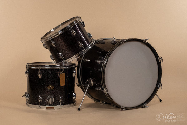 1963/1966 Slingerland in Black Sparkle - 14x20, 9x13, 12x15