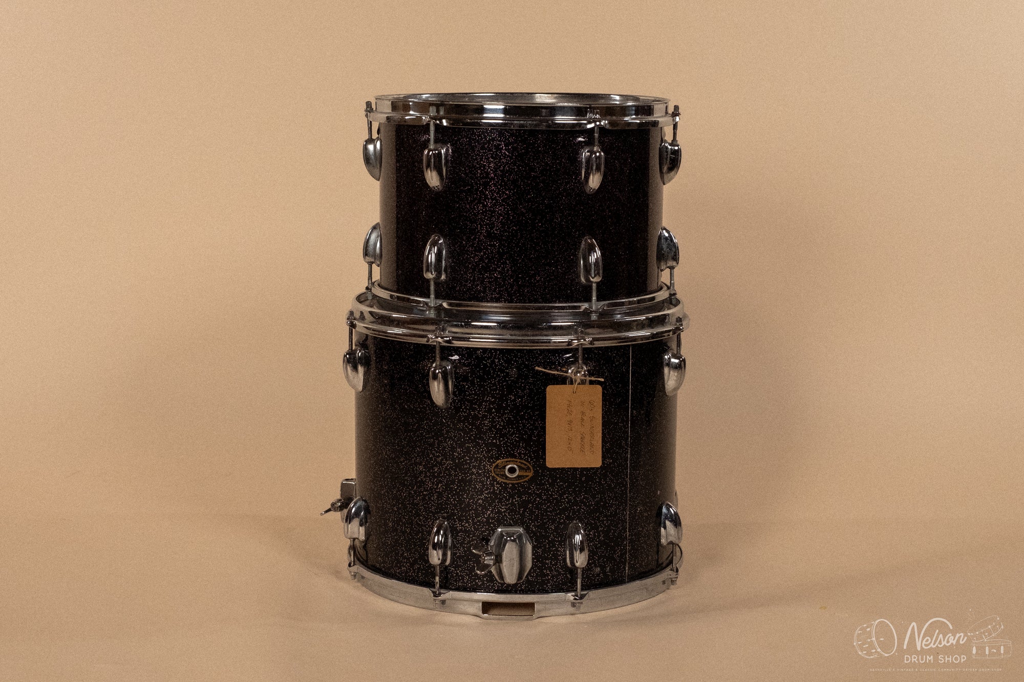 1963/1966 Slingerland in Black Sparkle - 14x20, 9x13, 12x15