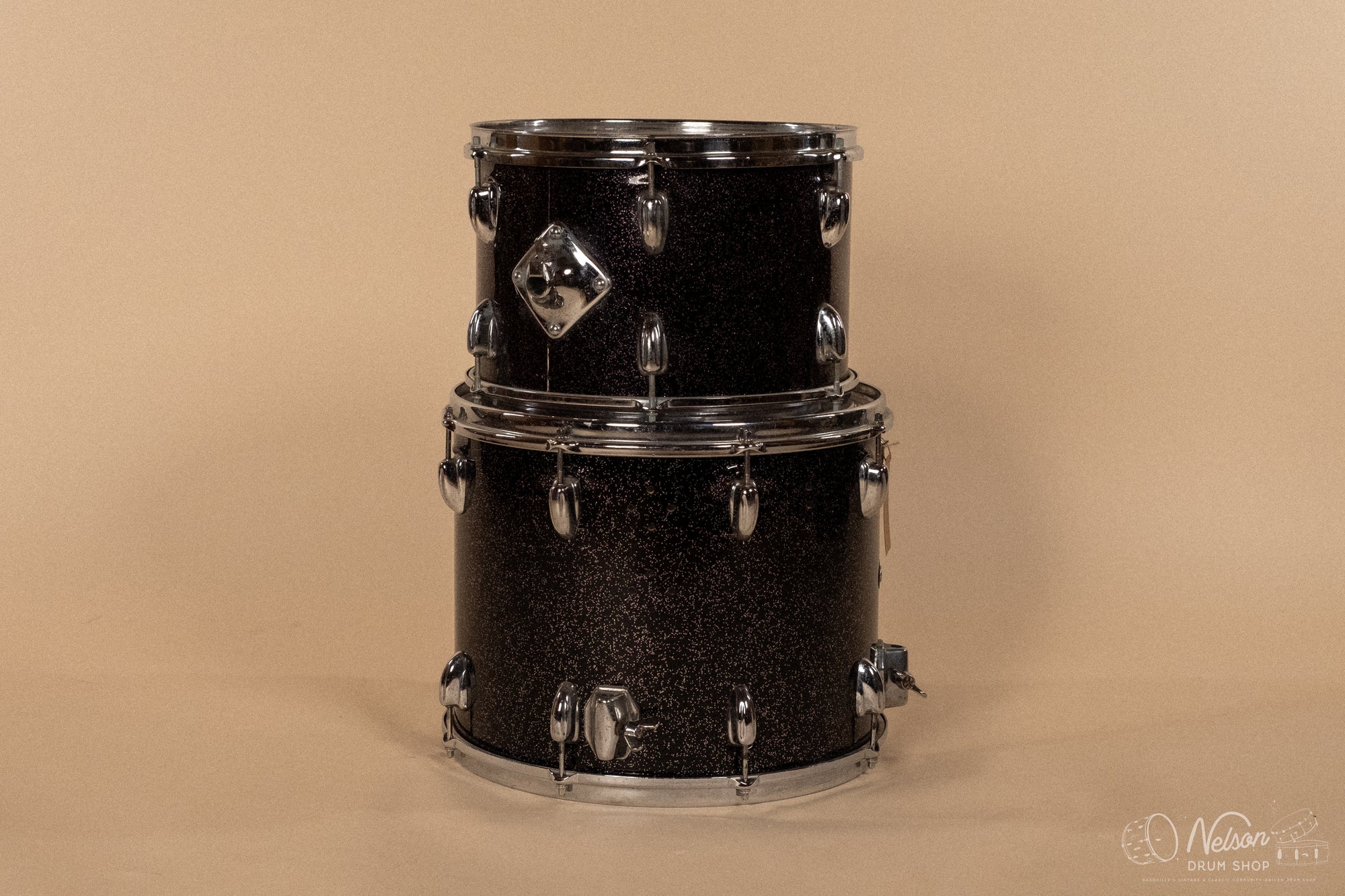 1963/1966 Slingerland in Black Sparkle - 14x20, 9x13, 12x15