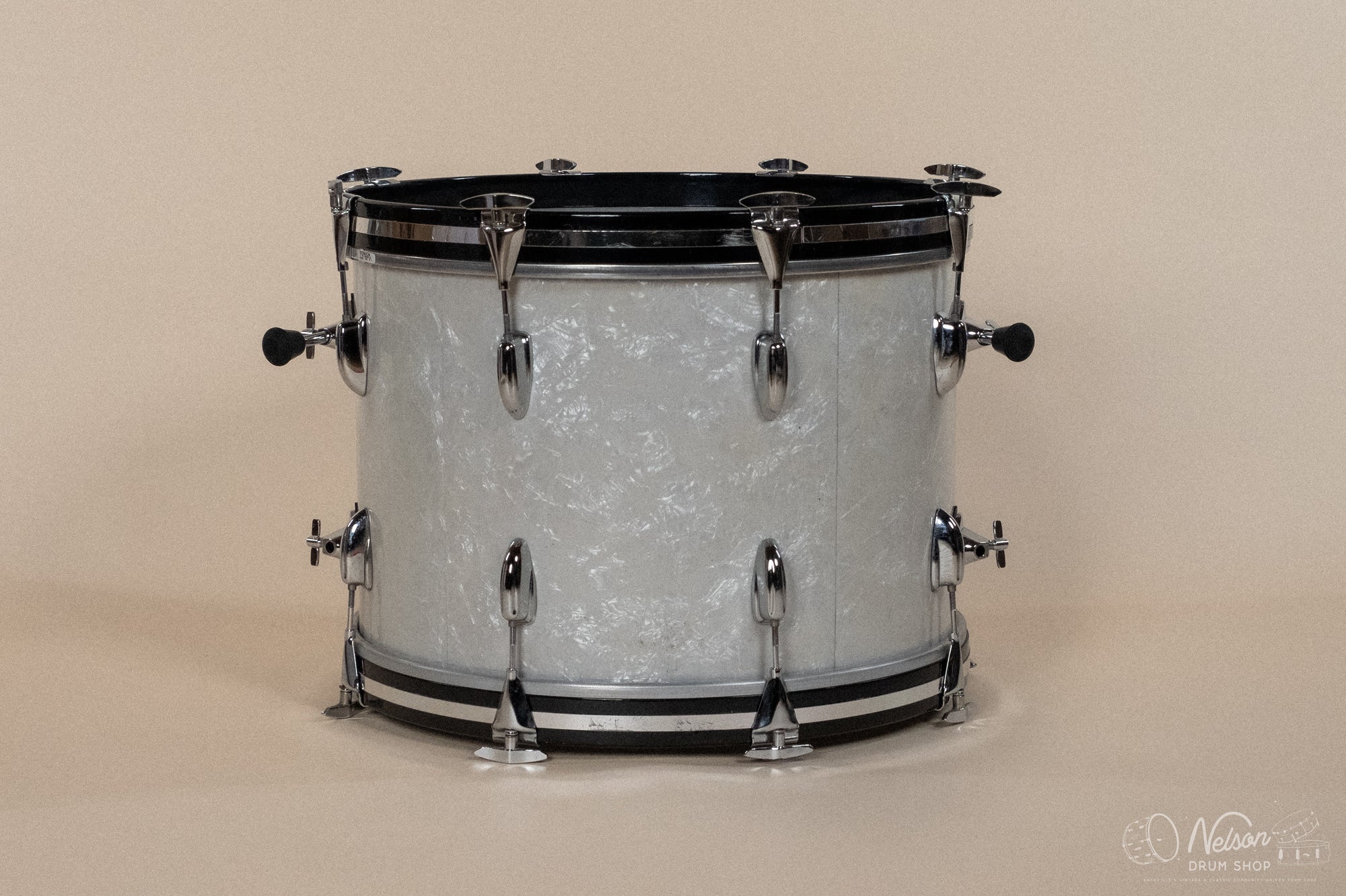 1970s Slingerland Gene Krupa Deluxe in White Marine Pearl - 14x20, 9x13, 14x16